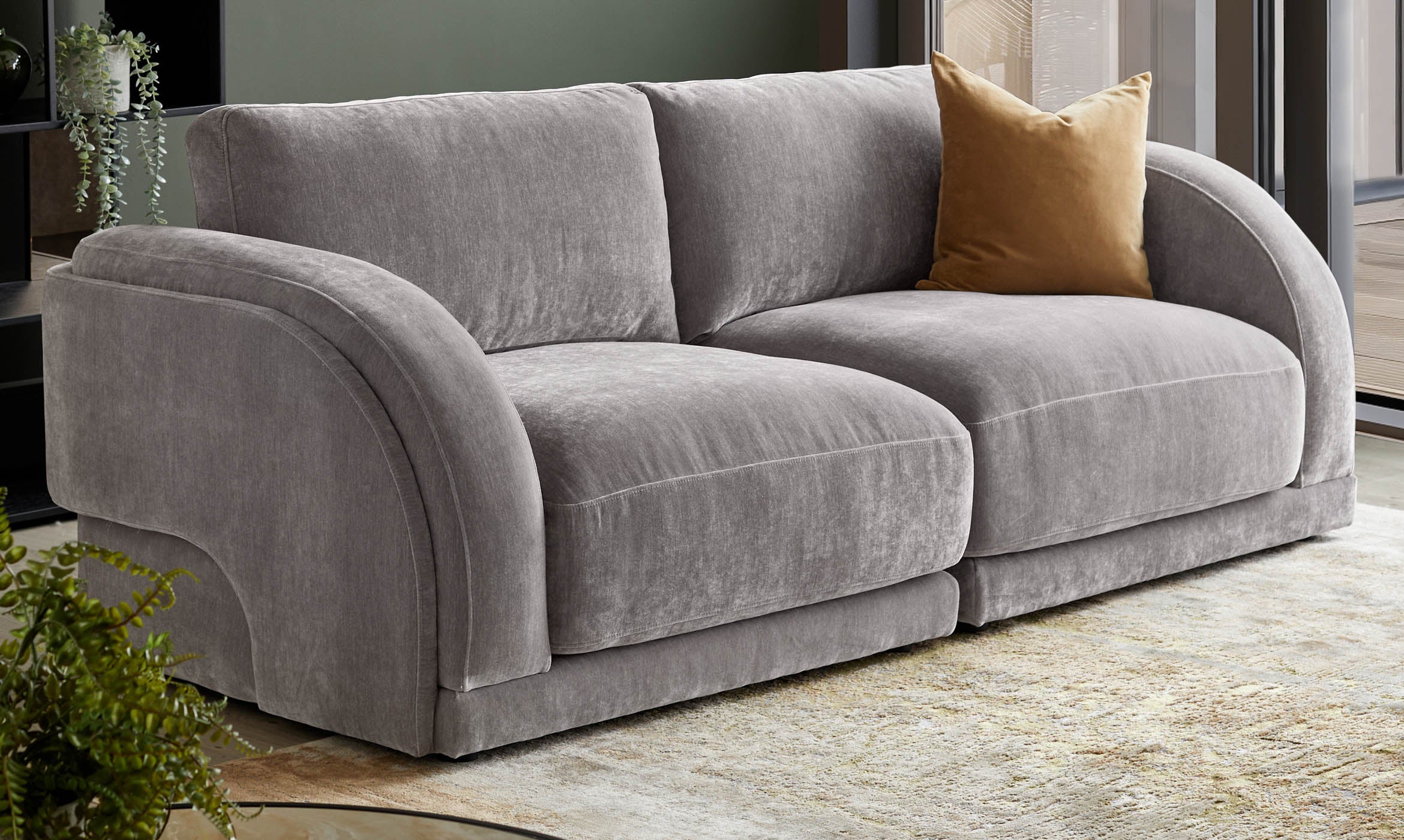 Casey mid grey fabric 3 seater sofa