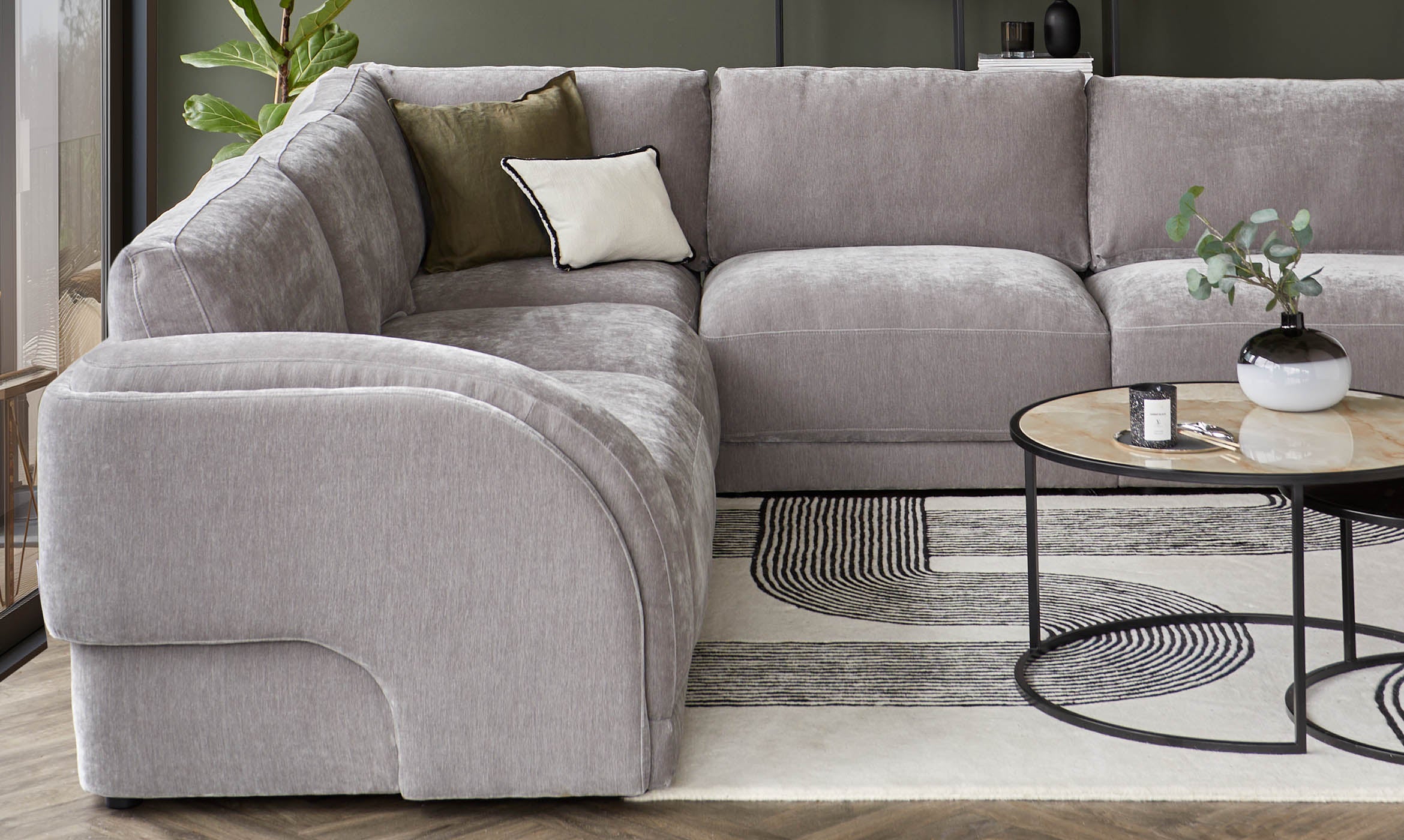 Casey mid grey fabric single sofa module