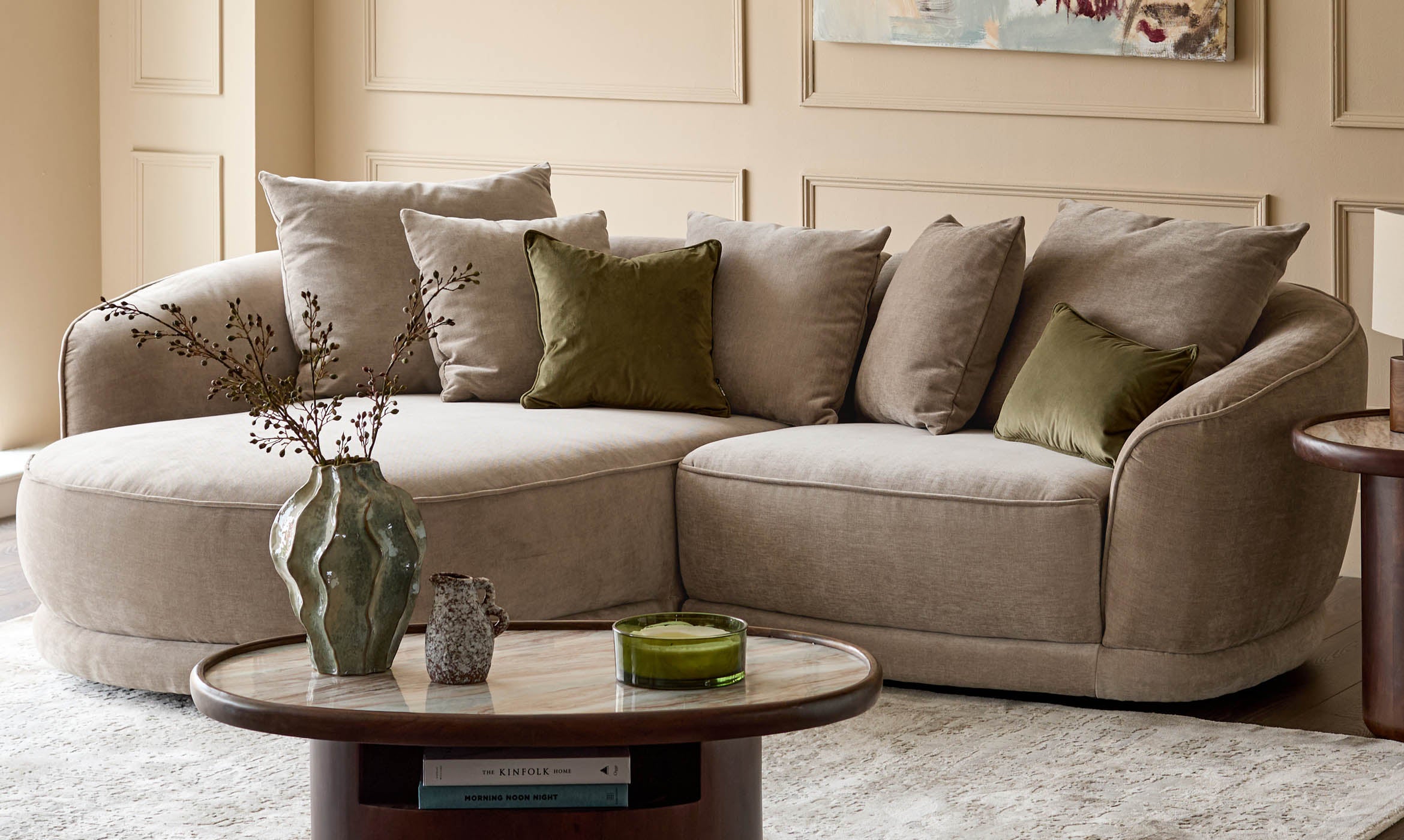 Caspian mink chenille left hand corner chaise sofa