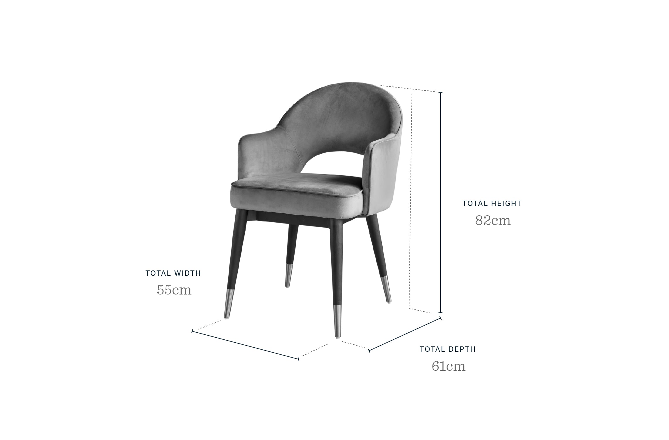 Clover Dark Green Velvet & Brass Dining Armchair