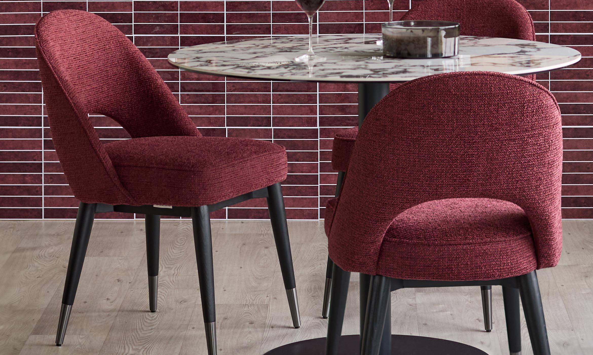 Clover berry red chunky fabric dining chair