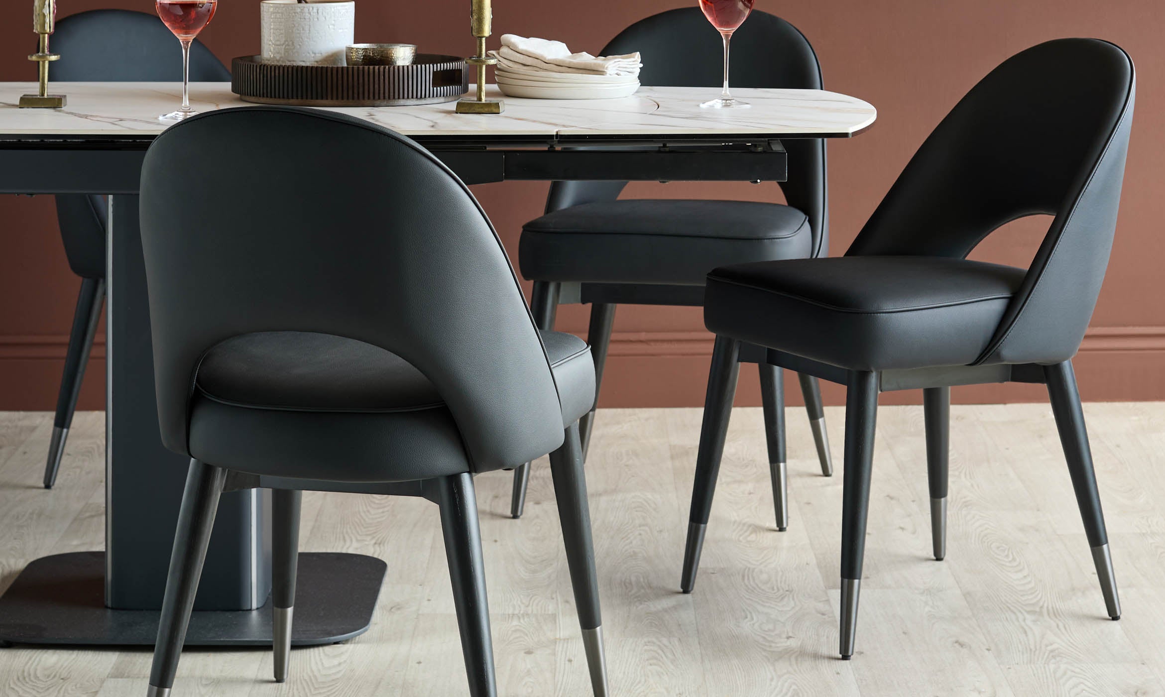 Clover black faux leather dining chair