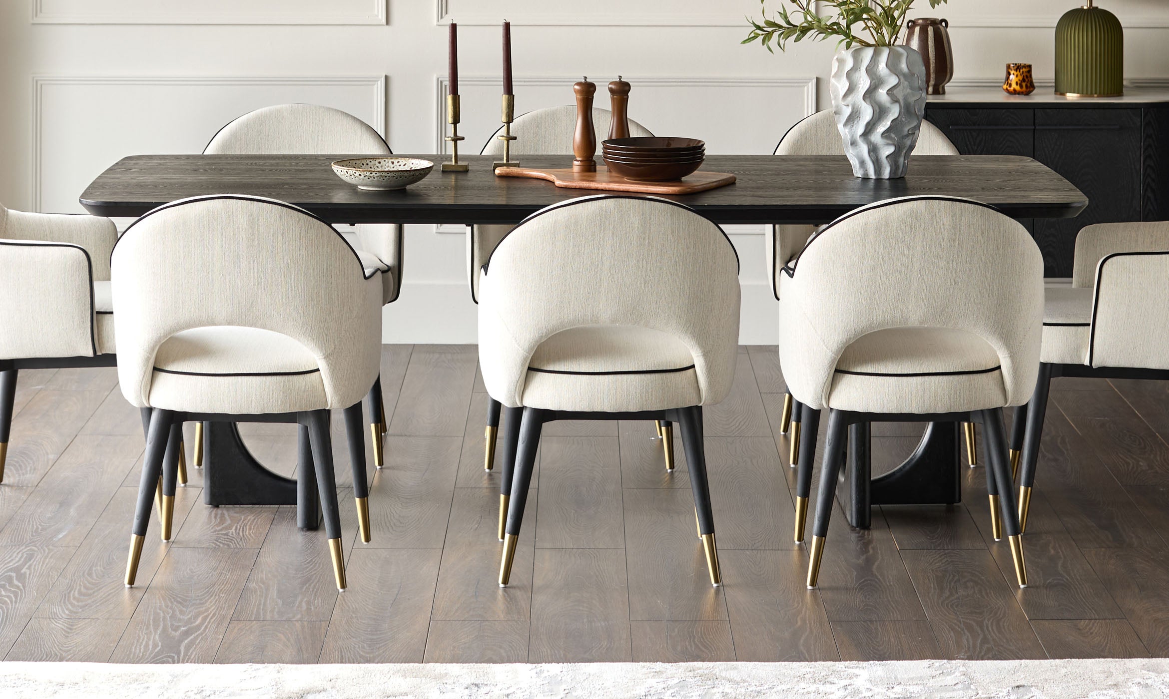 Clover ivory fabric dining armchair
