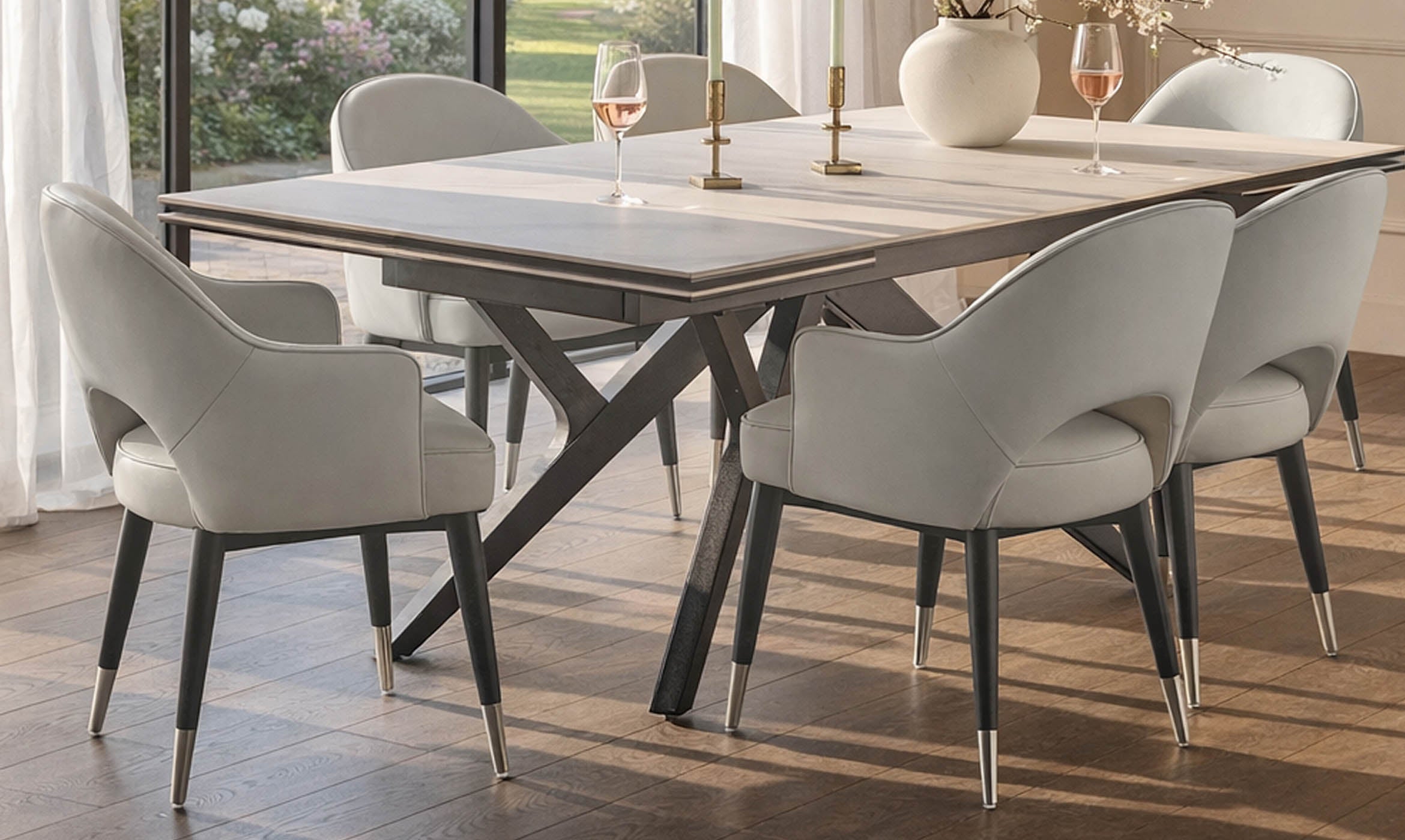 Clover light grey faux leather dining armchair