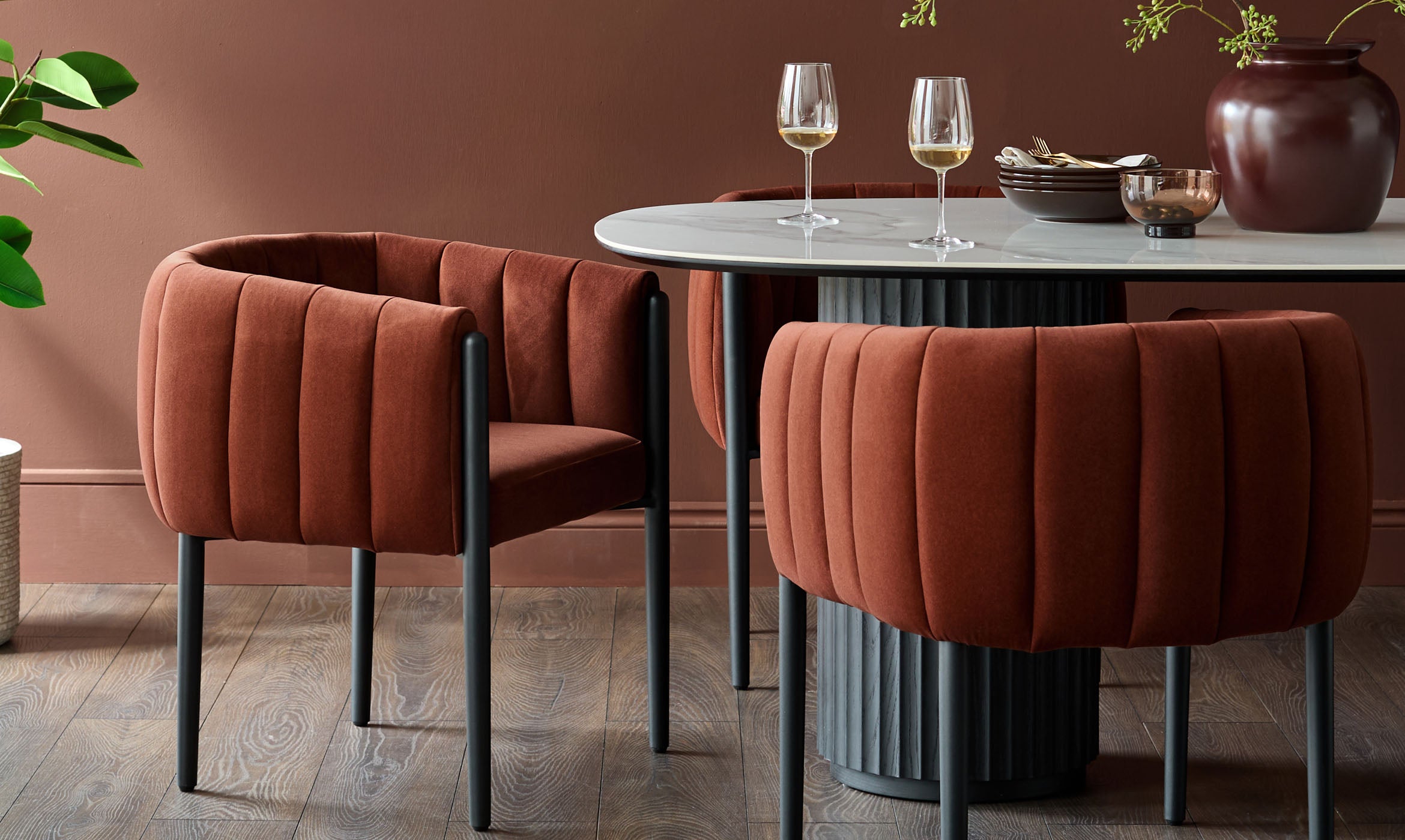 Cole toffee red fabric dining chair