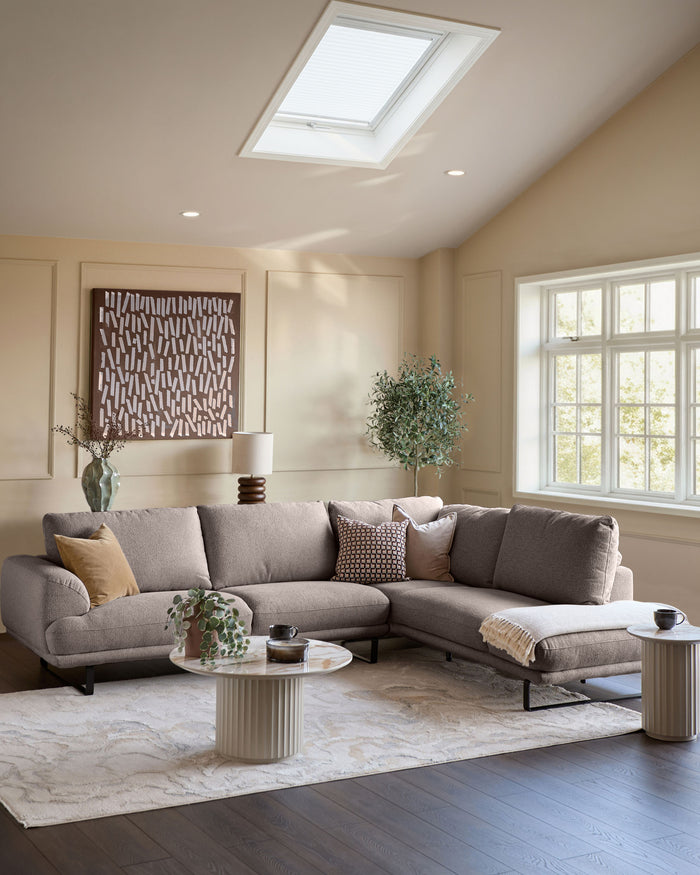 Colette mink chenille right hand corner chaise sofa