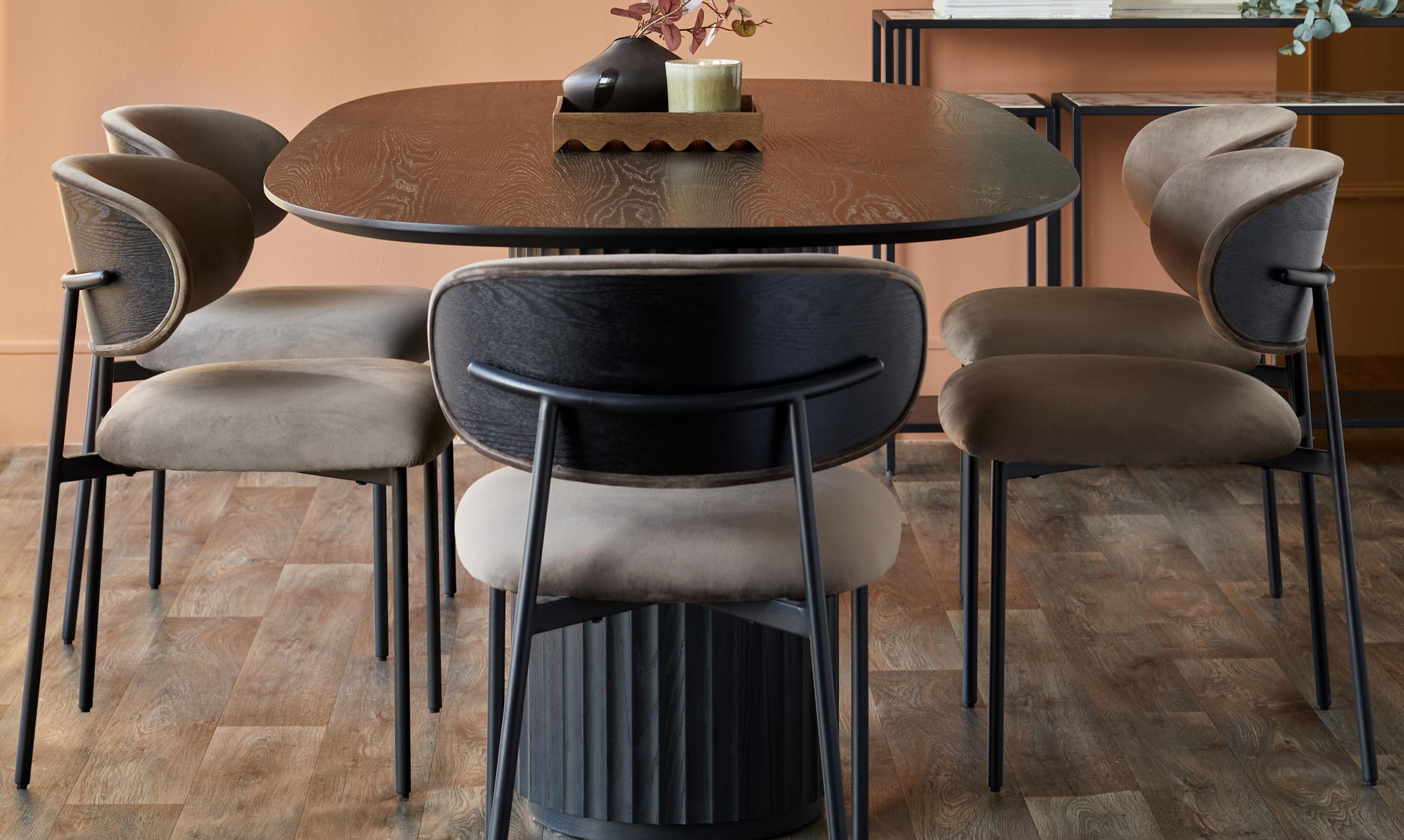 Cree mocha velvet dining chair