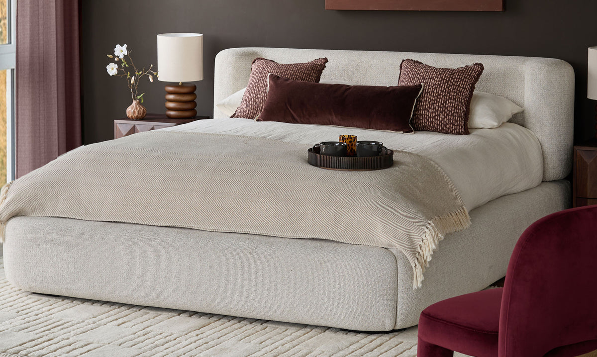 Darla natural chenille double ottoman storage bed