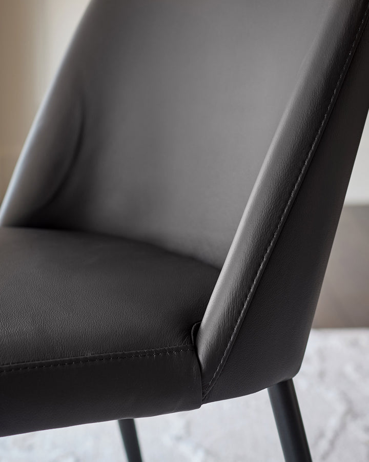 Deco black leather dining chair