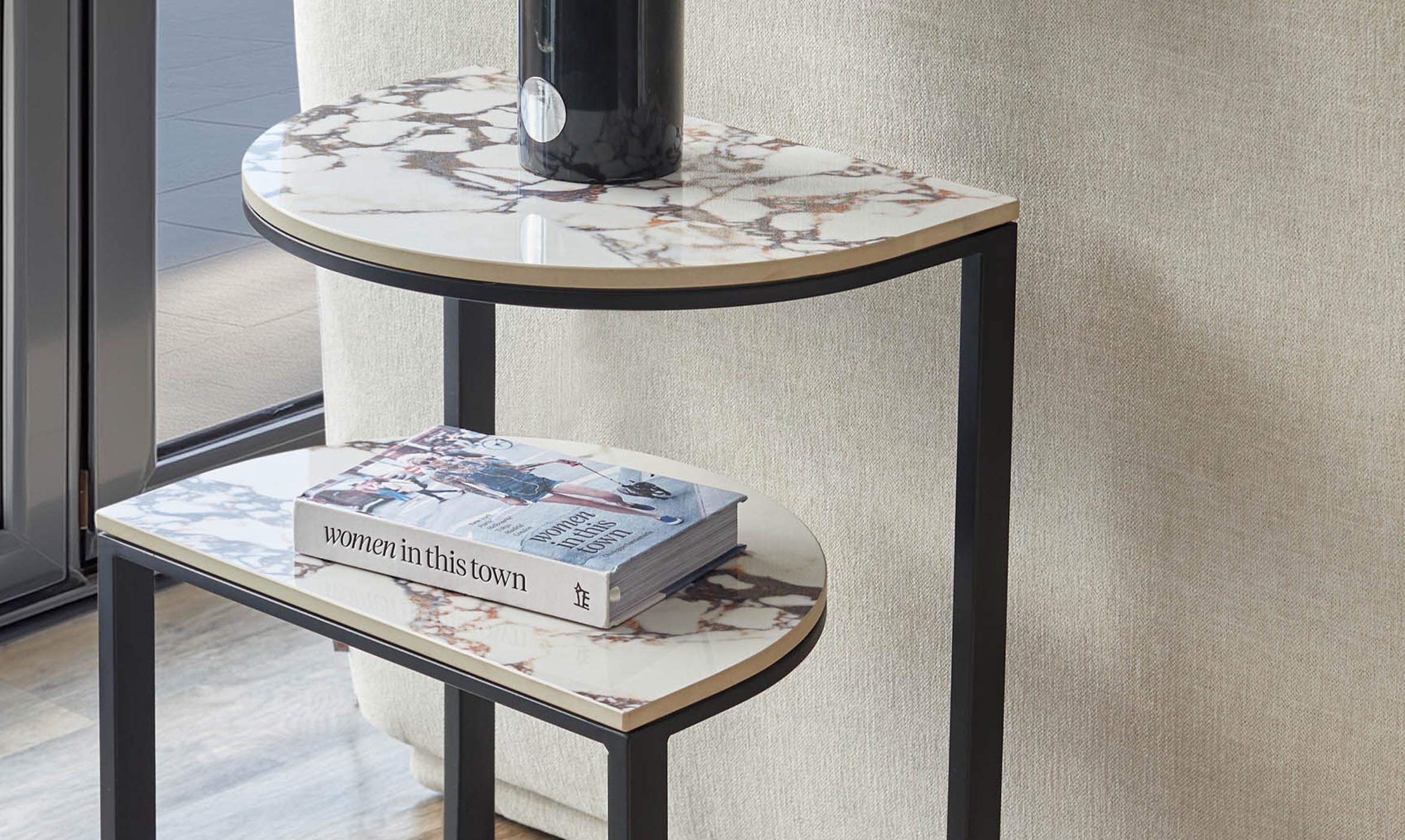 Demi white calacatta ceramic side table