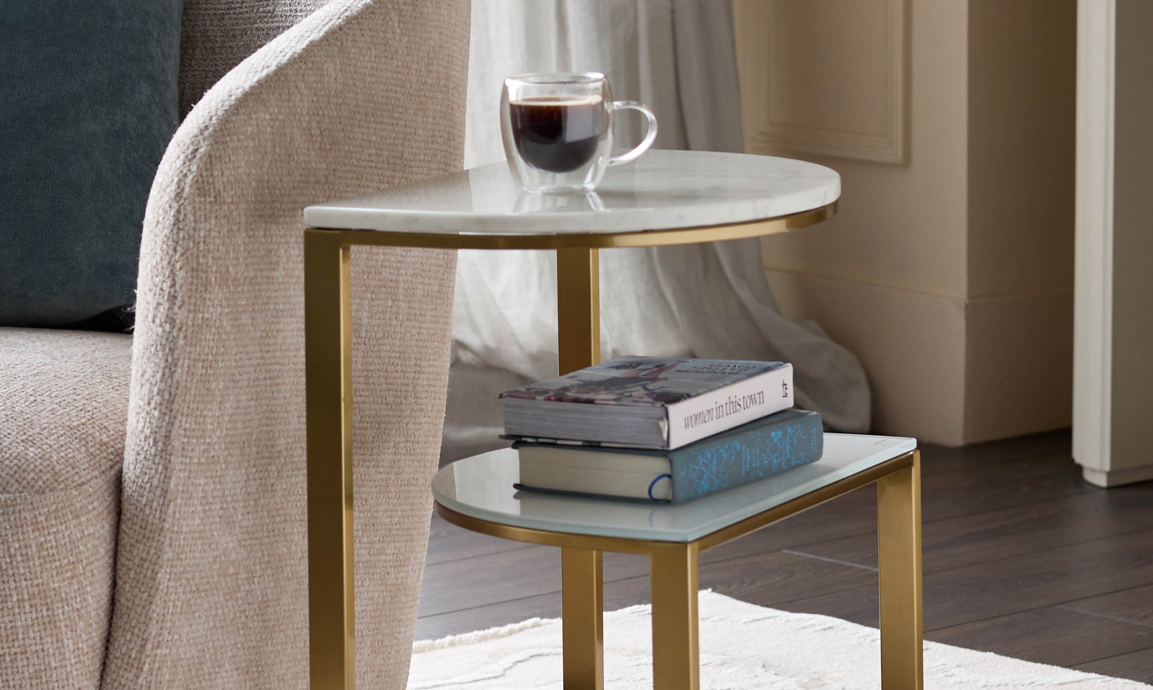 Demi white marble side table