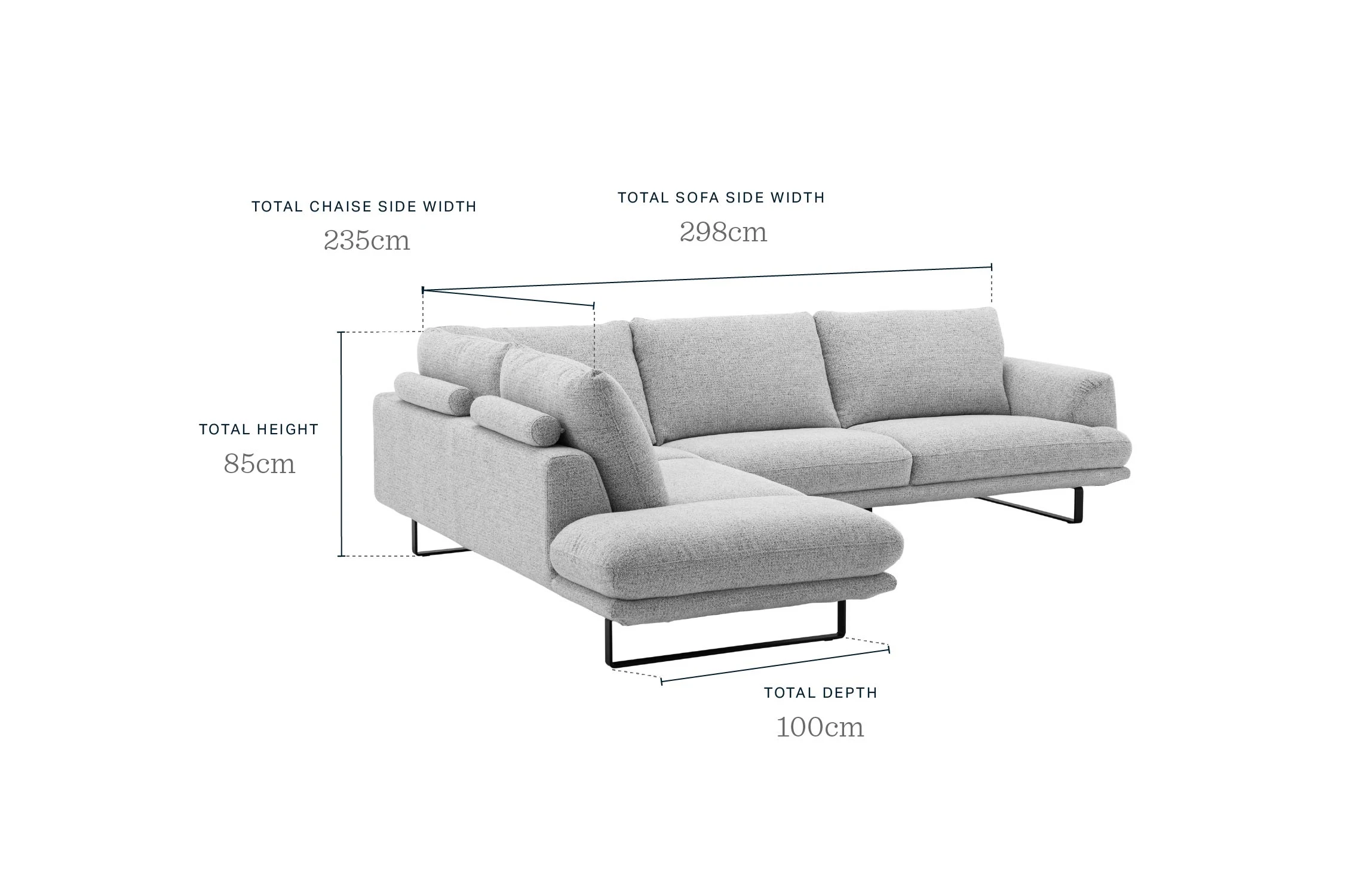 Colette natural fabric left hand corner chaise sofa