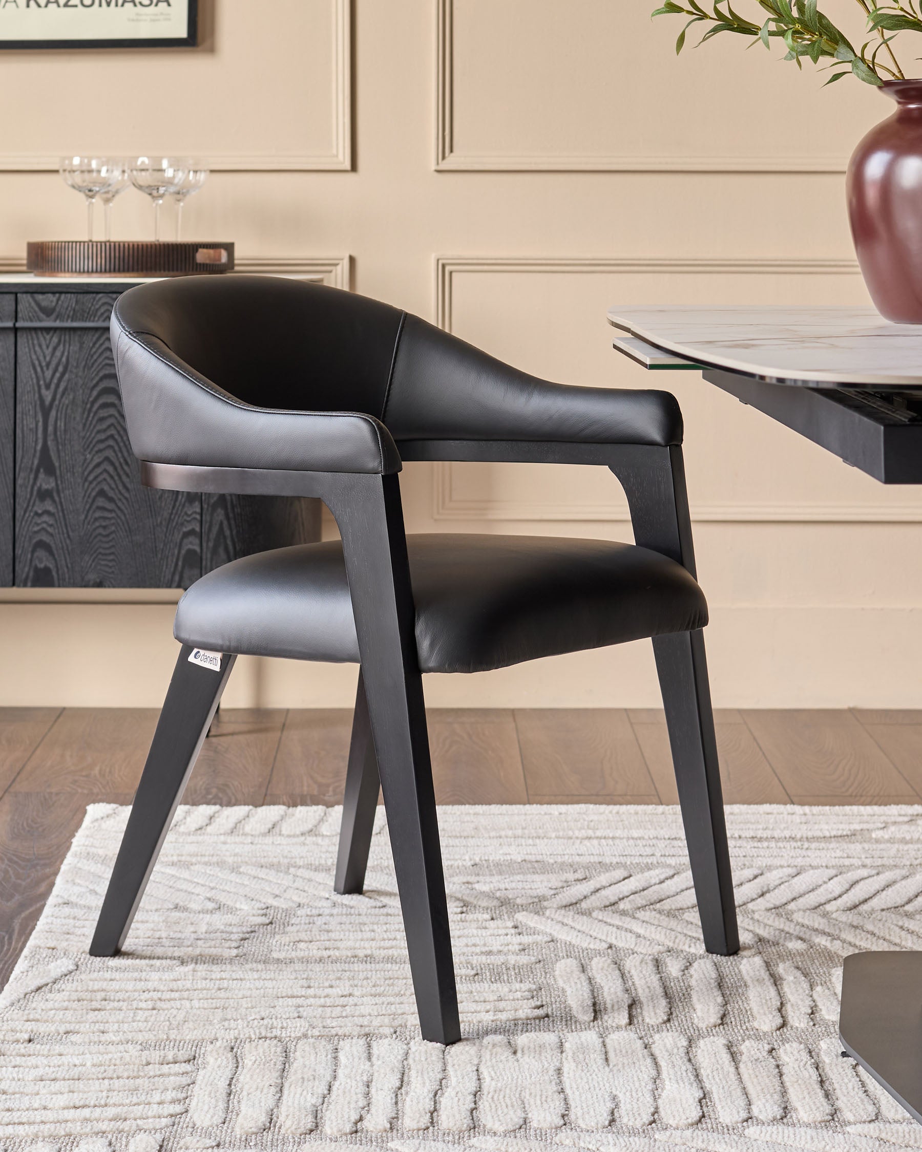Dylan black leather dining chair – Danetti