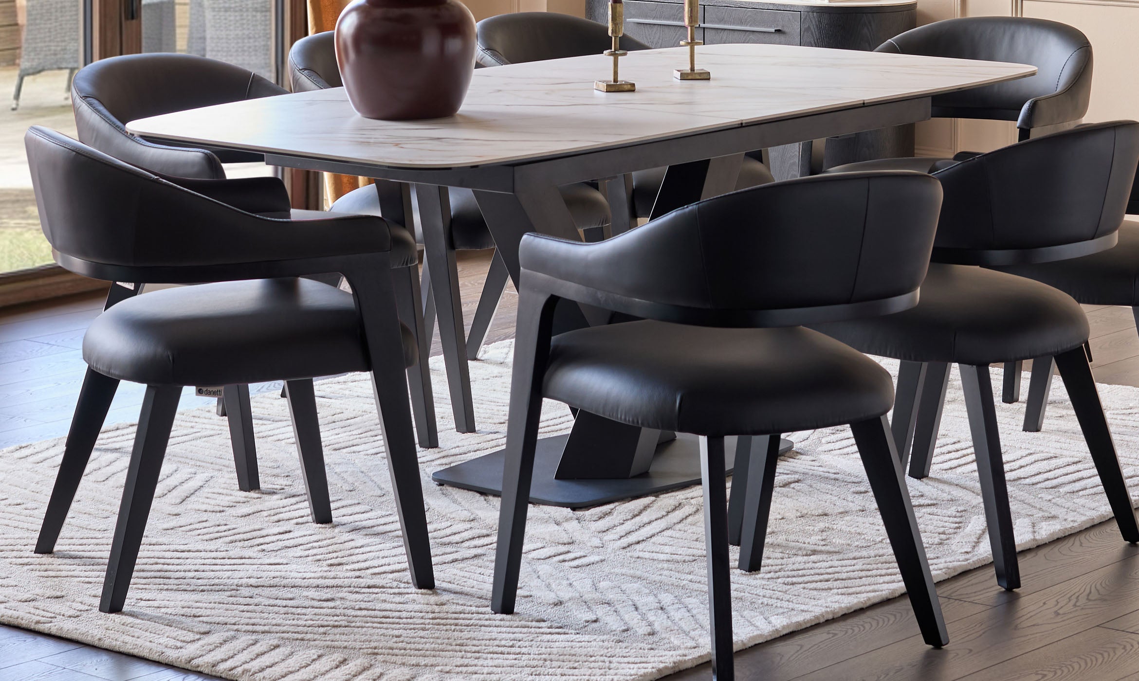 Dylan black leather dining chair