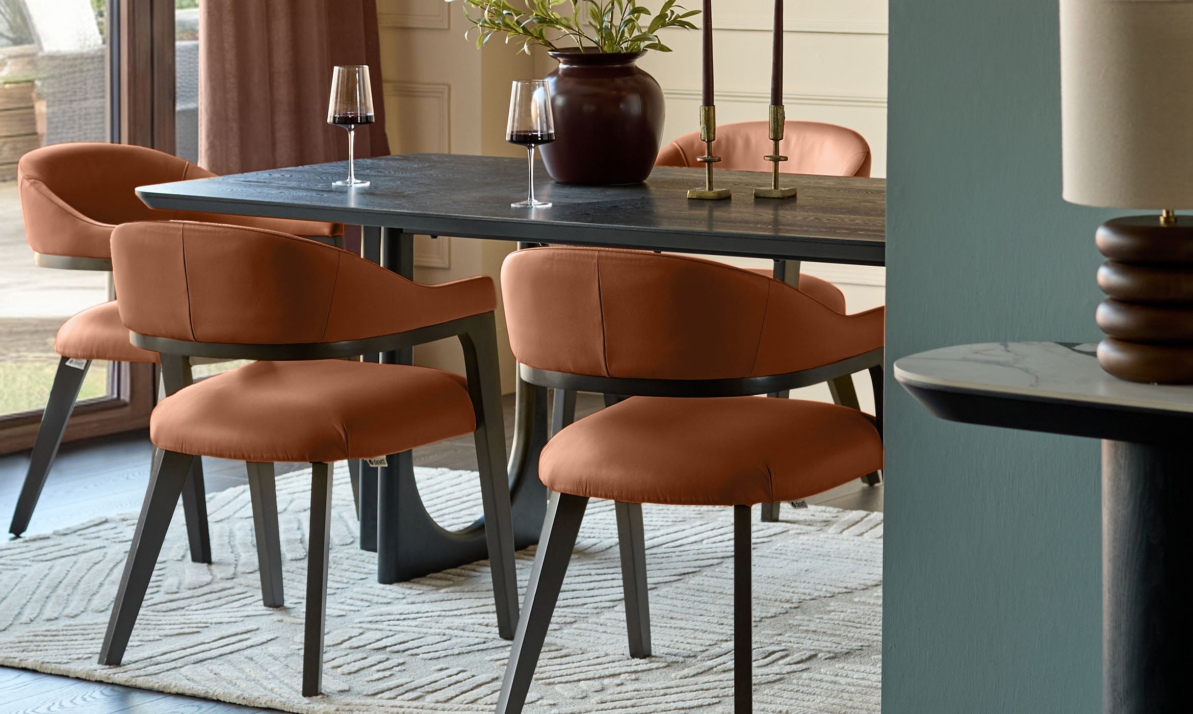 Dylan tan leather dining chair