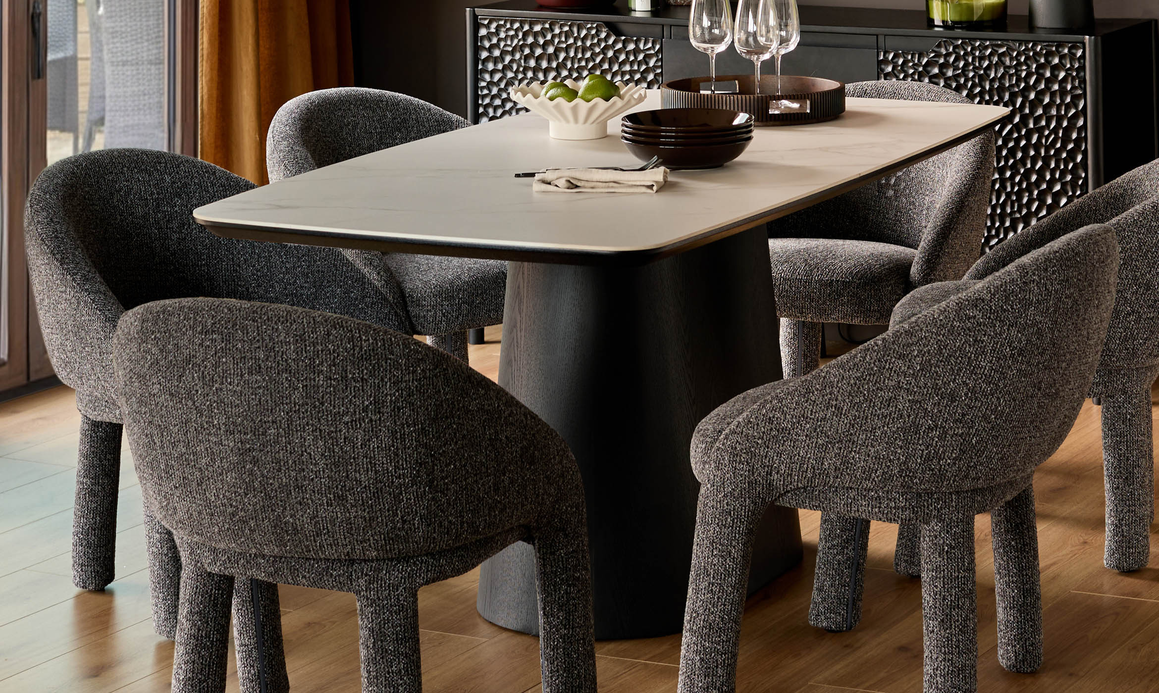 Easton dark grey fabric dining chair