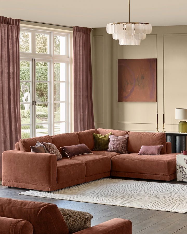 Eden apricot chenille sofa module