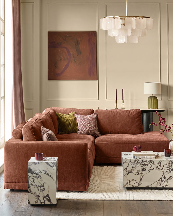 Eden apricot chenille sofa module