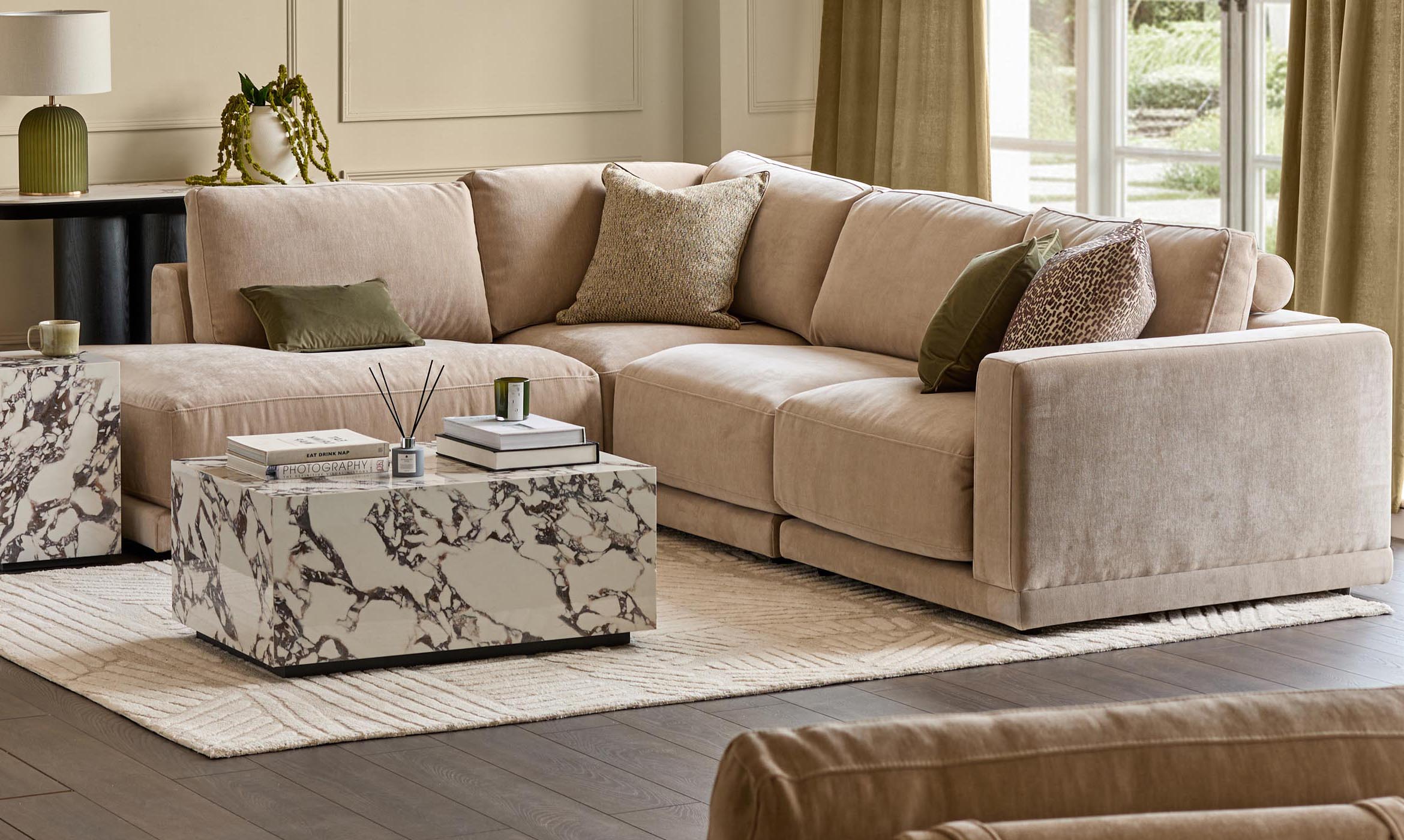 Eden champagne chenille sofa module