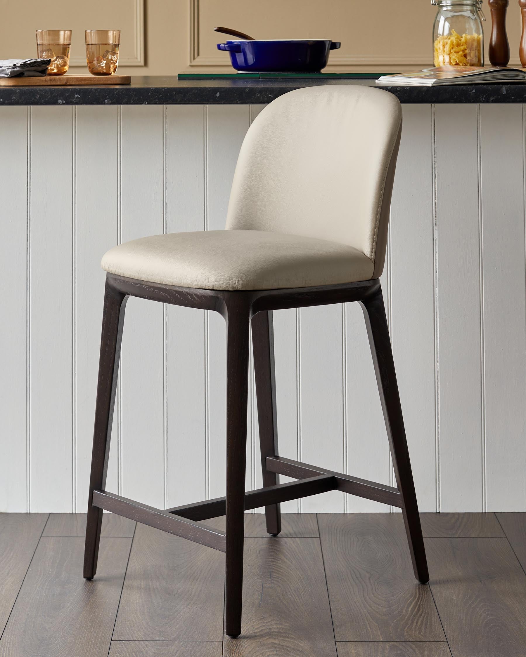 Emerson natural and mocha leather bar stool – Danetti
