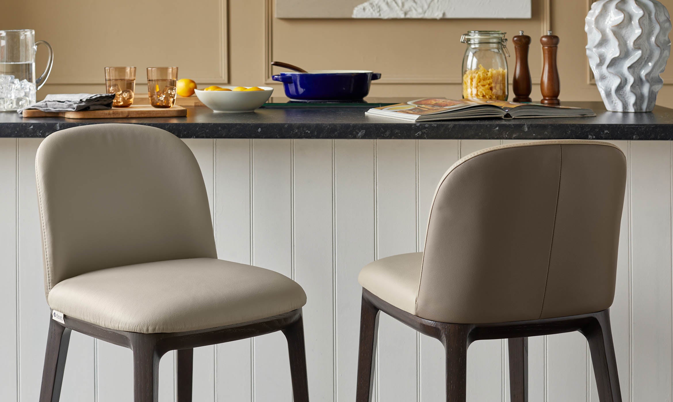 Emerson natural and mocha leather bar stool