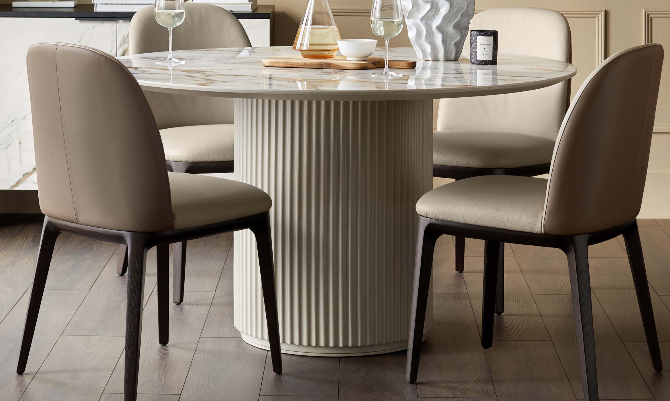 Emerson natural and mocha leather dining chair