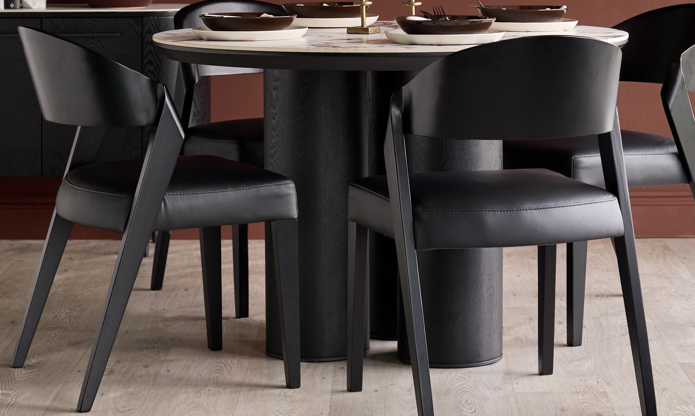 Enzo black leather dining chair