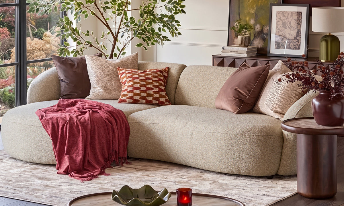 Eris natural fabric left hand corner chaise sofa