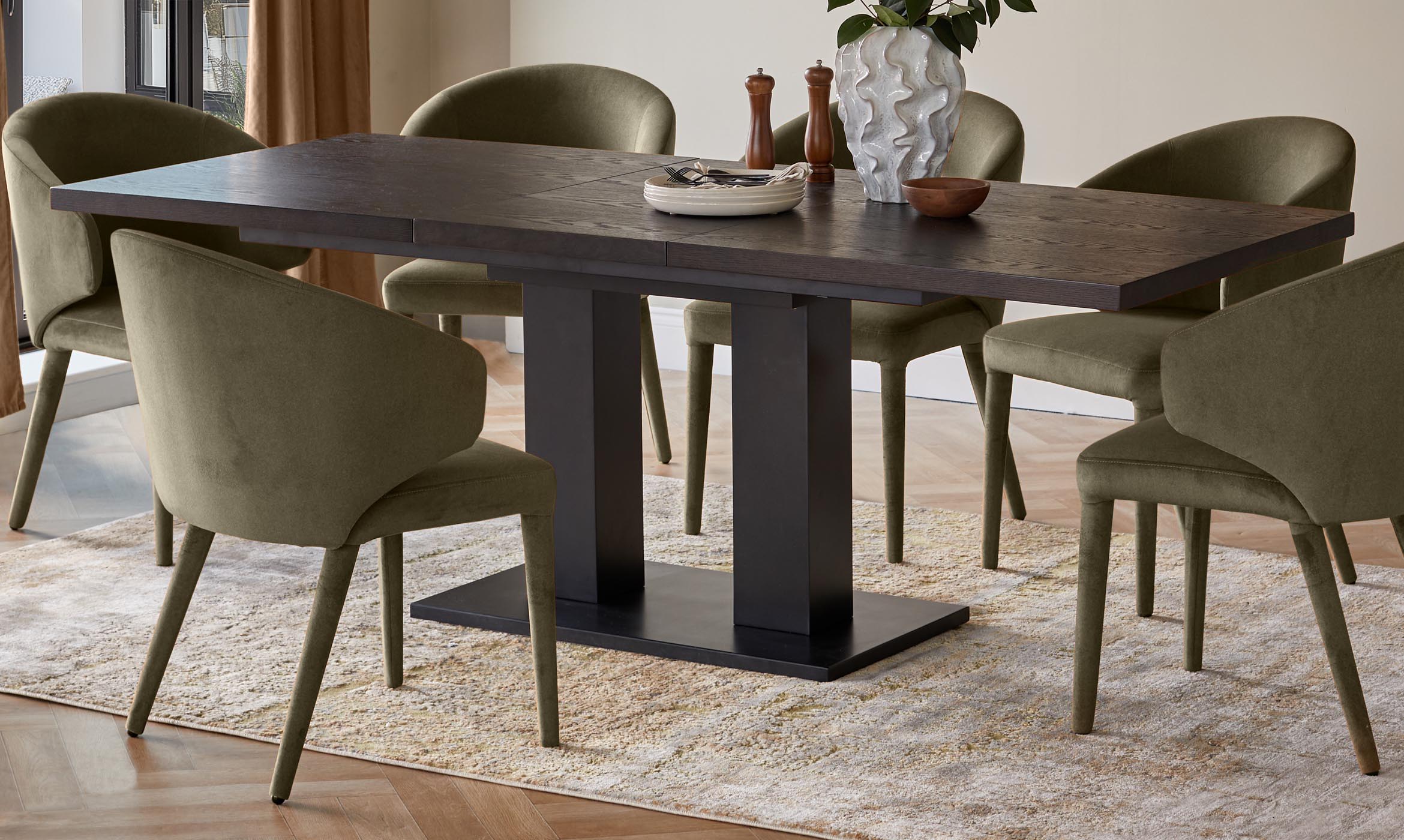 Ethan olive green velvet dining chair