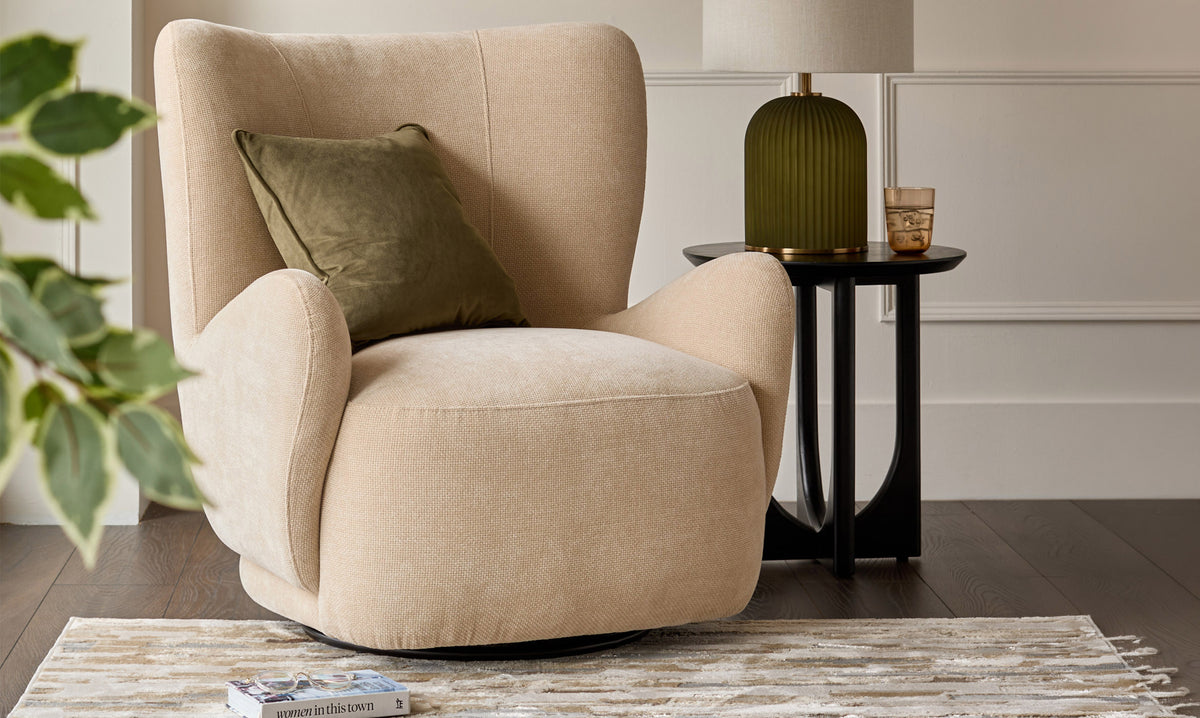 Evelyn champagne chenille occasional chair