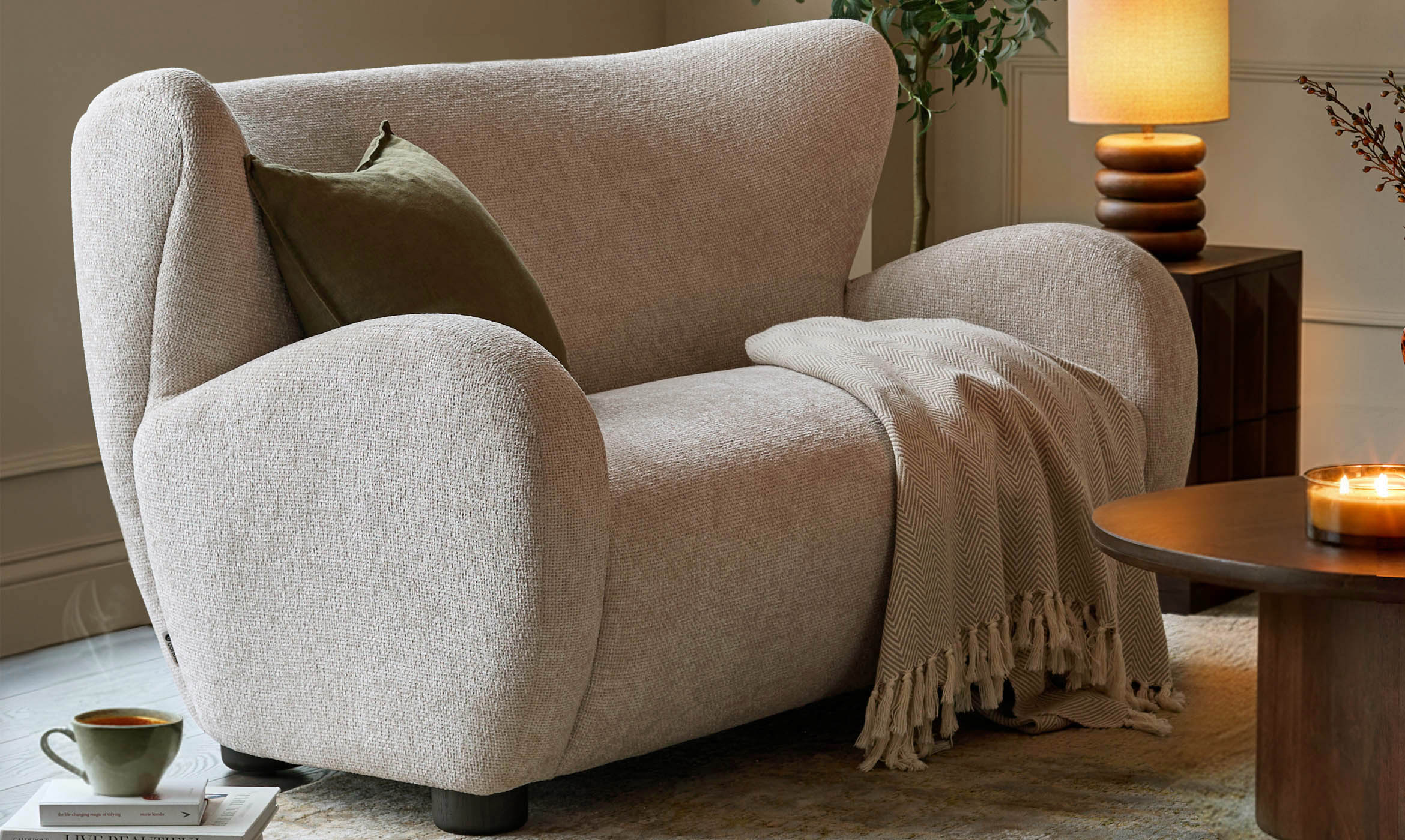 Evelyn natural chunky weave 2 seater sofa