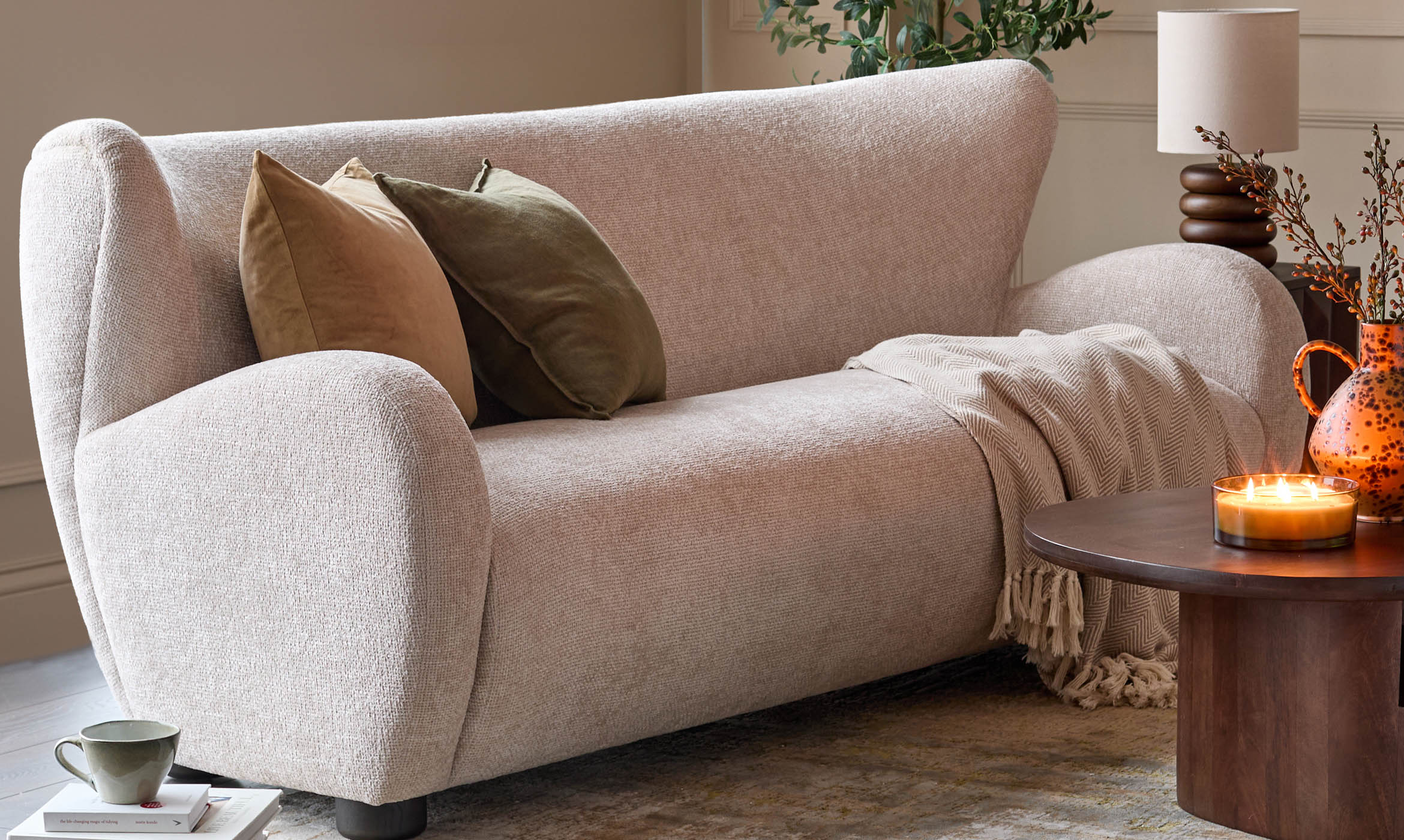 Evelyn natural chunky weave 3 seater sofa