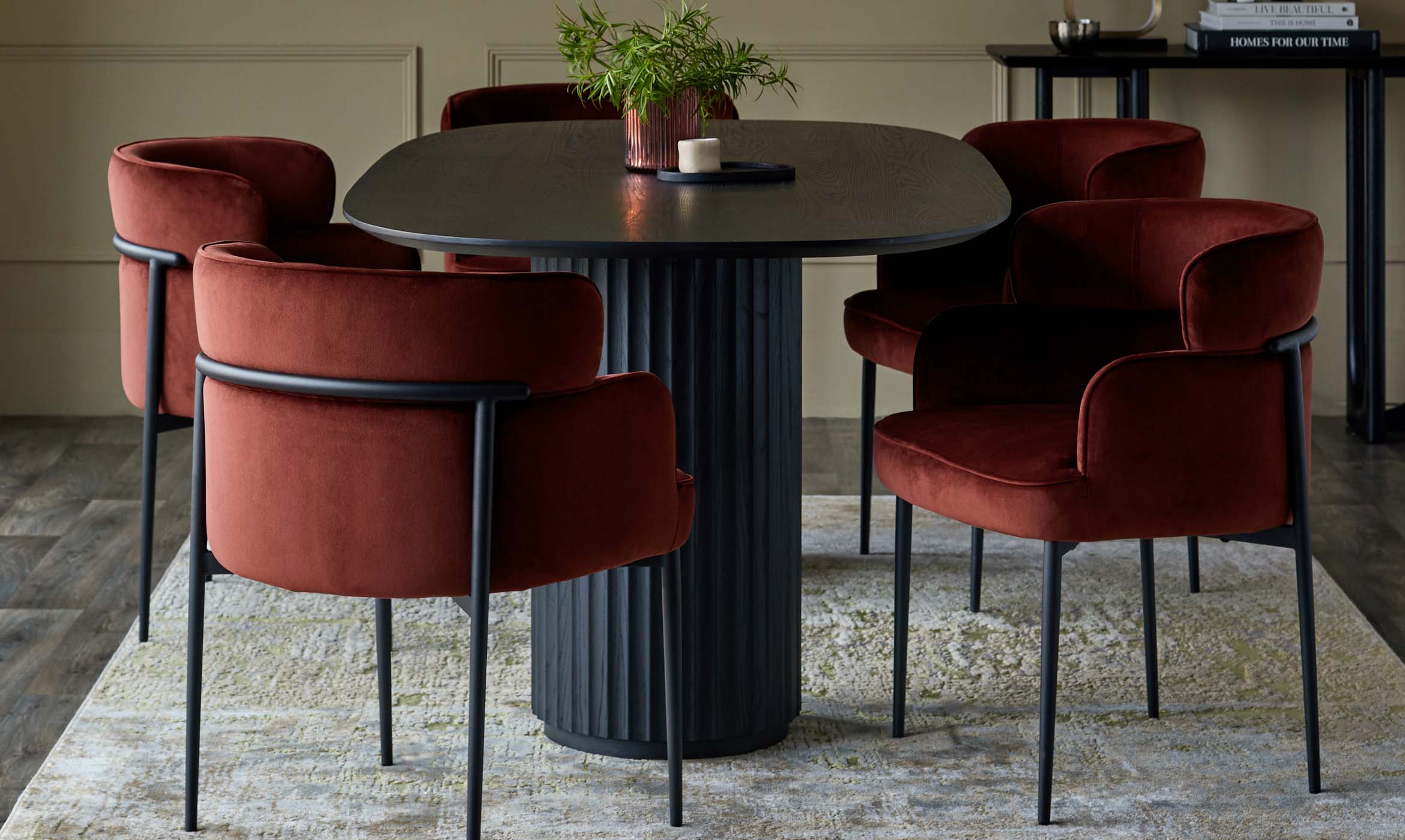 Felix toffee red velvet dining chair