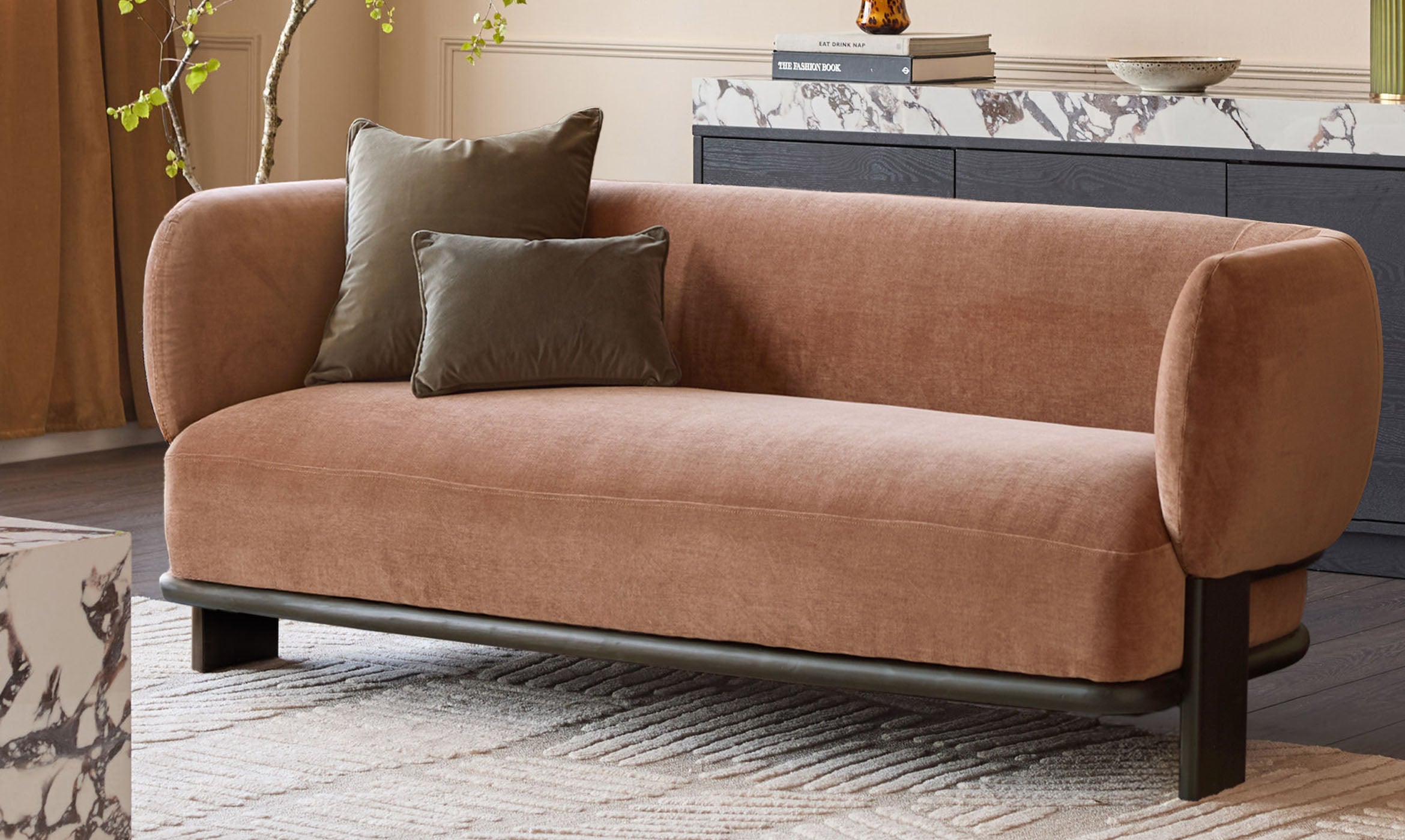 Florence apricot fabric 2 seater sofa
