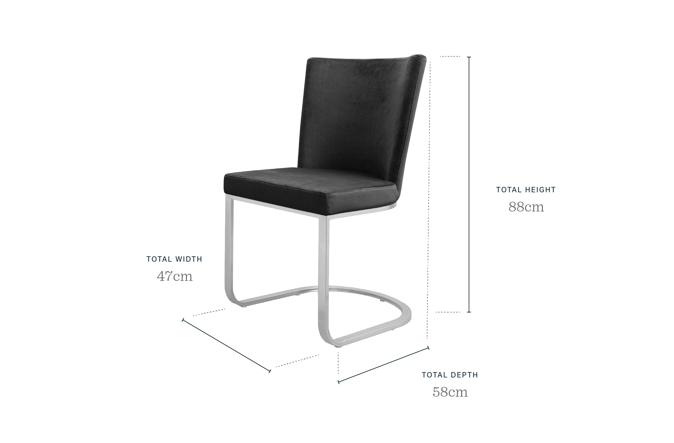 Form Dark Grey Velvet Dining Chair