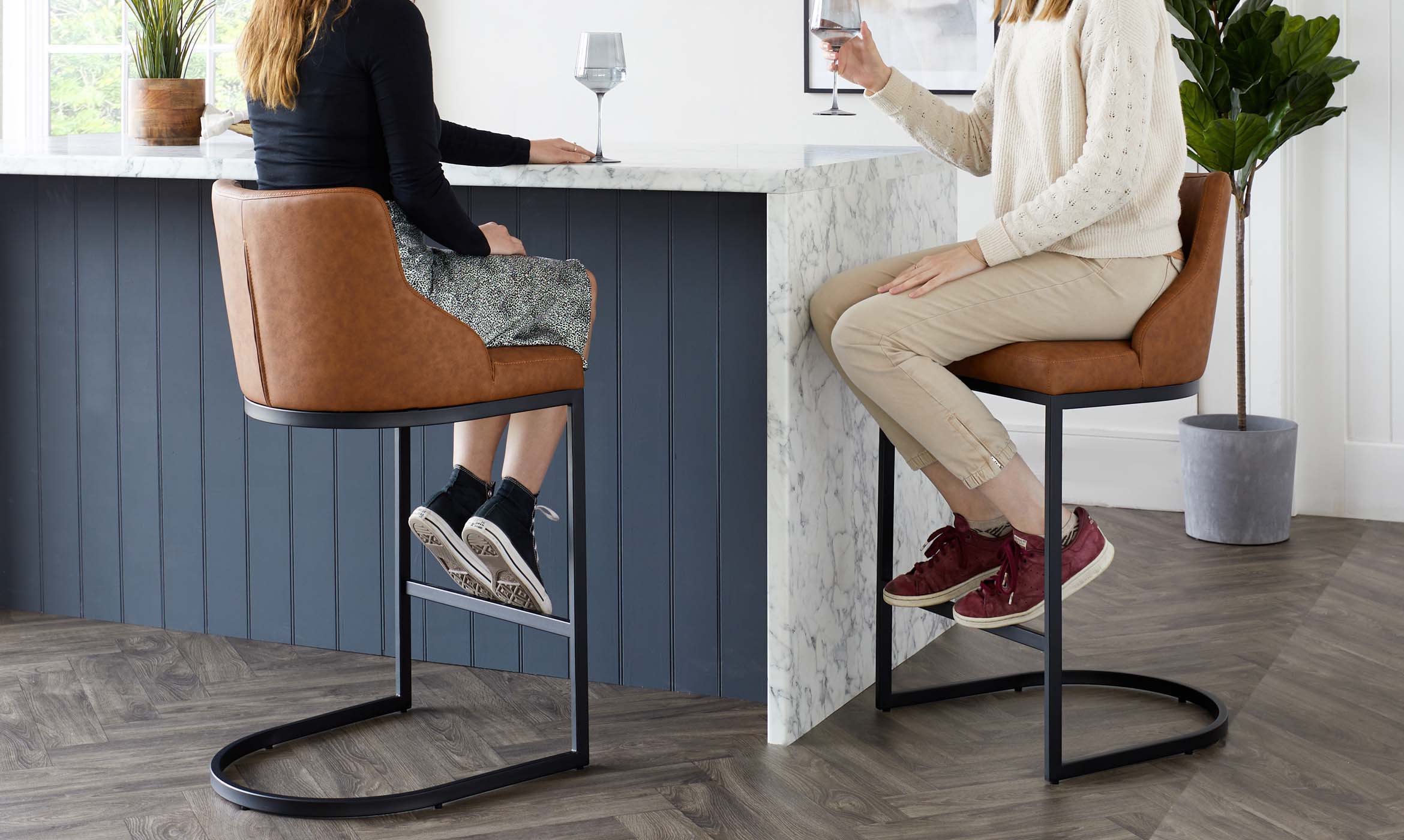 Clover Mocha Velvet Bar Stool With Brushed Bronze Legs