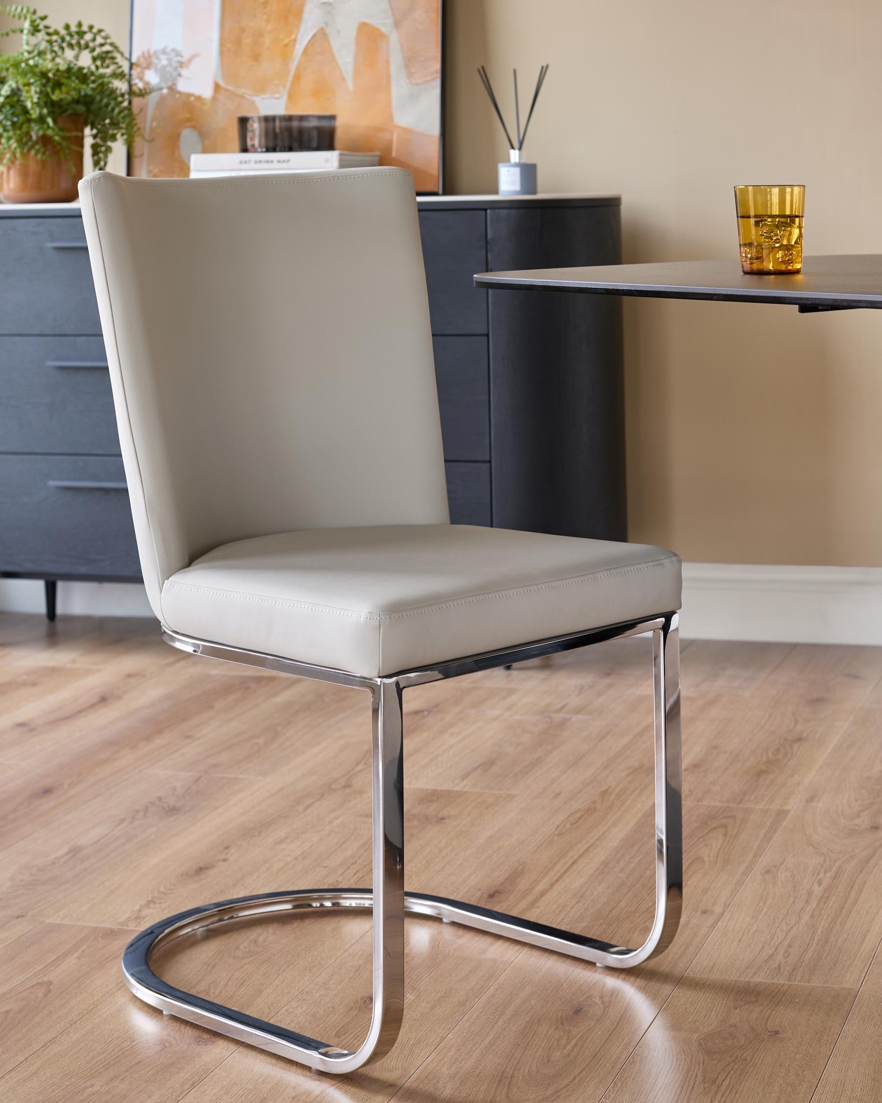 Form Light Grey Faux Leather Cantilever Dining Chair – Danetti