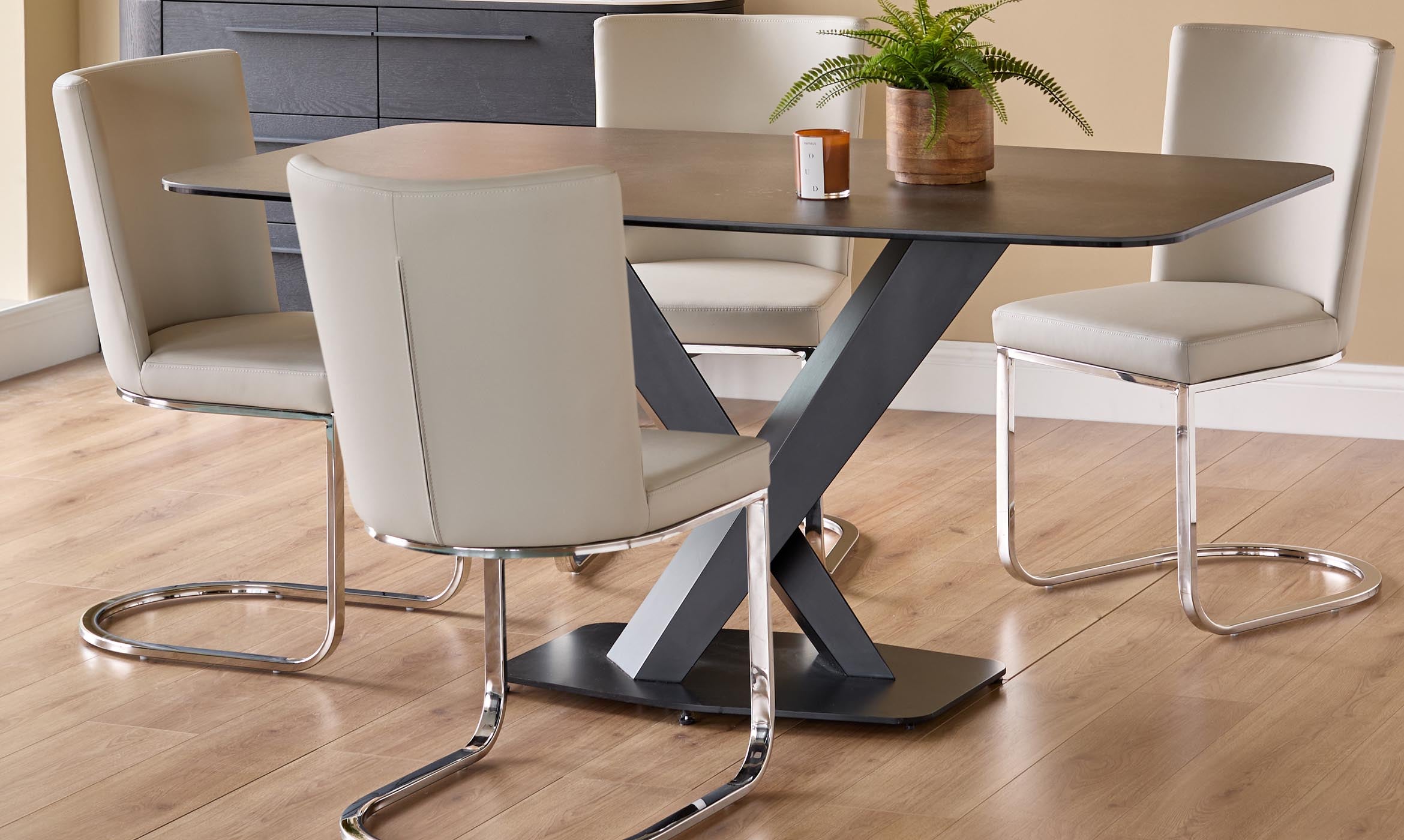 Form Light Grey Faux Leather Cantilever Dining Chair