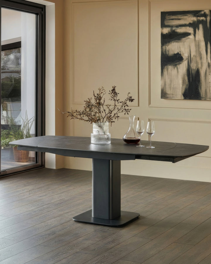 Fraser dark grey ceramic 4-6 extending dining table