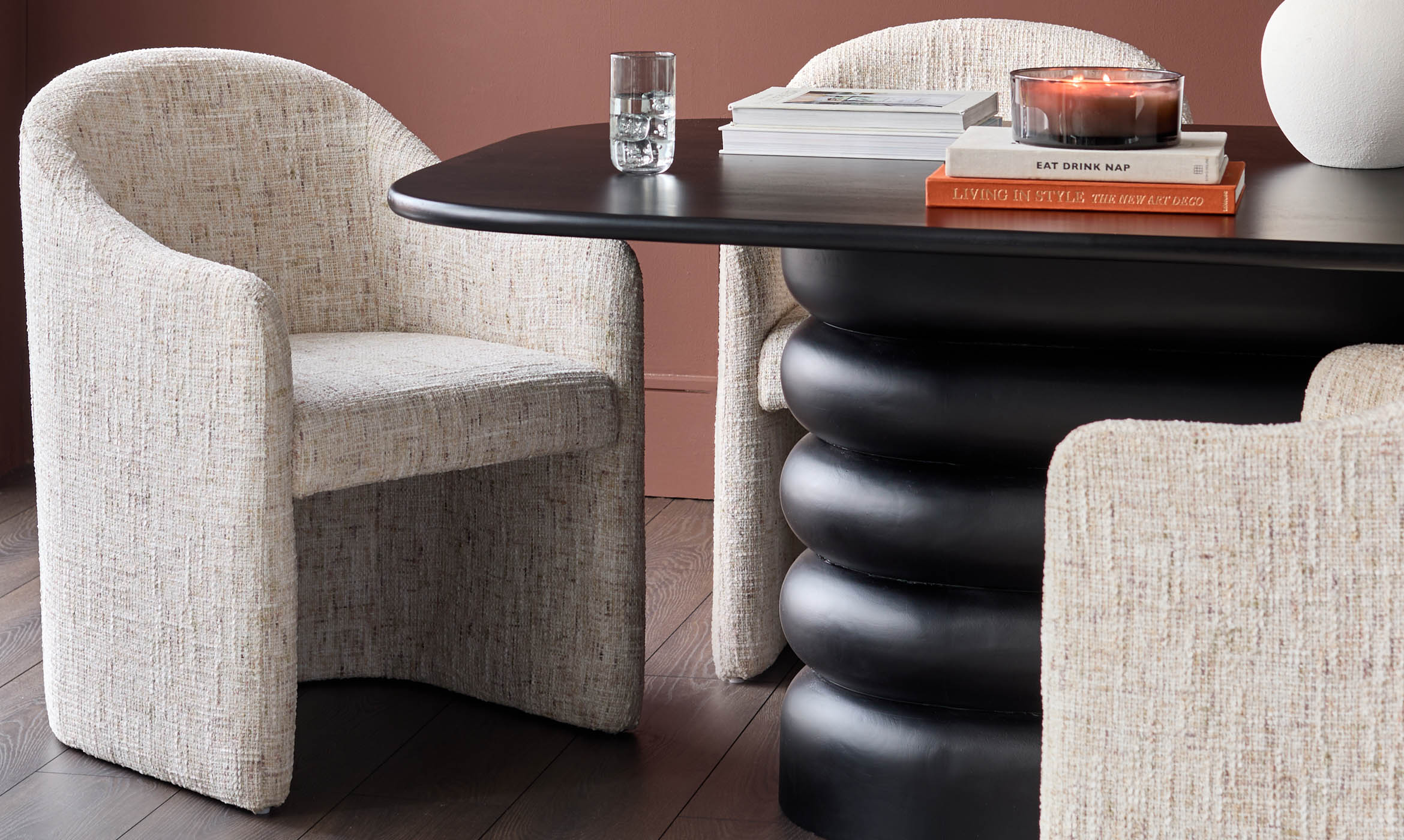 Freya natural chenille dining chair