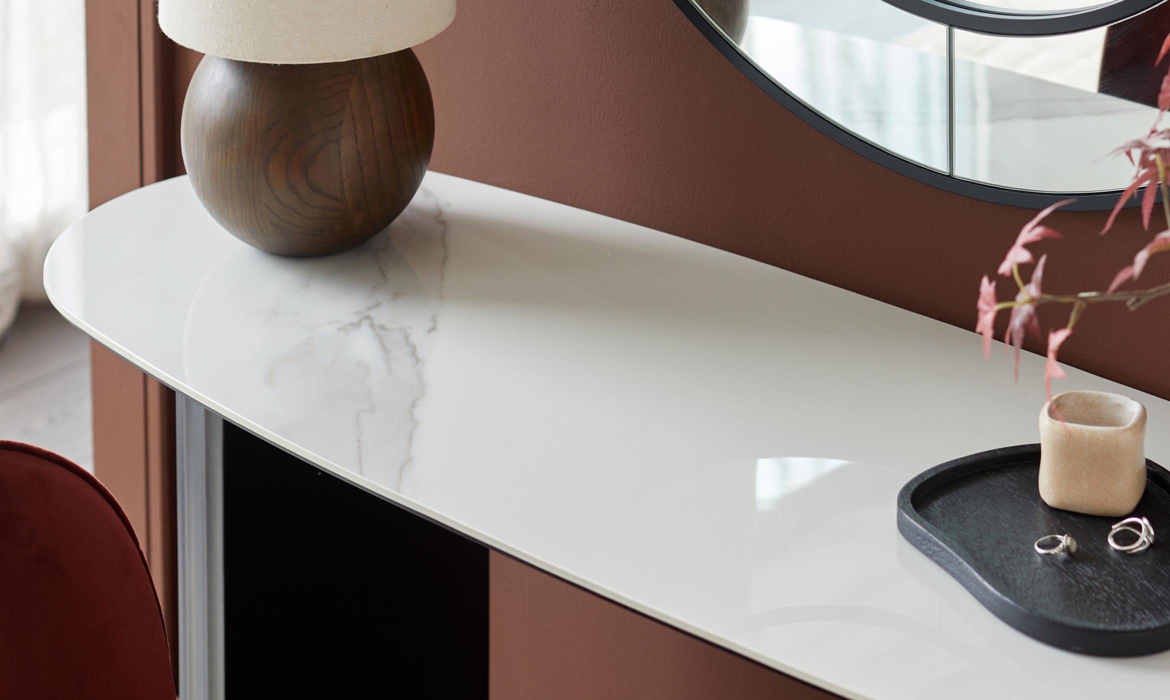 Hanne white ceramic console table