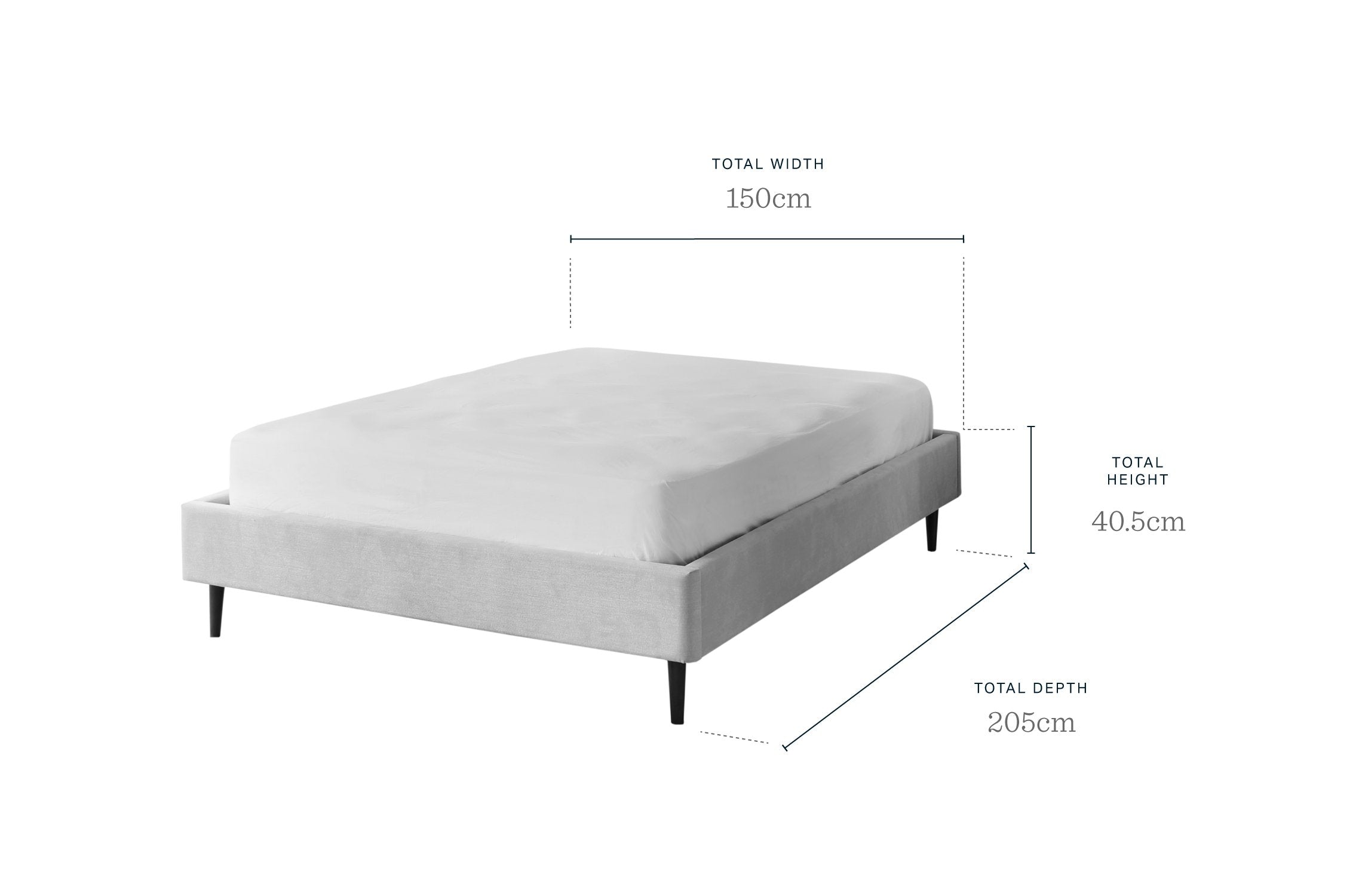 Harlow Light Grey Fabric Double Bed