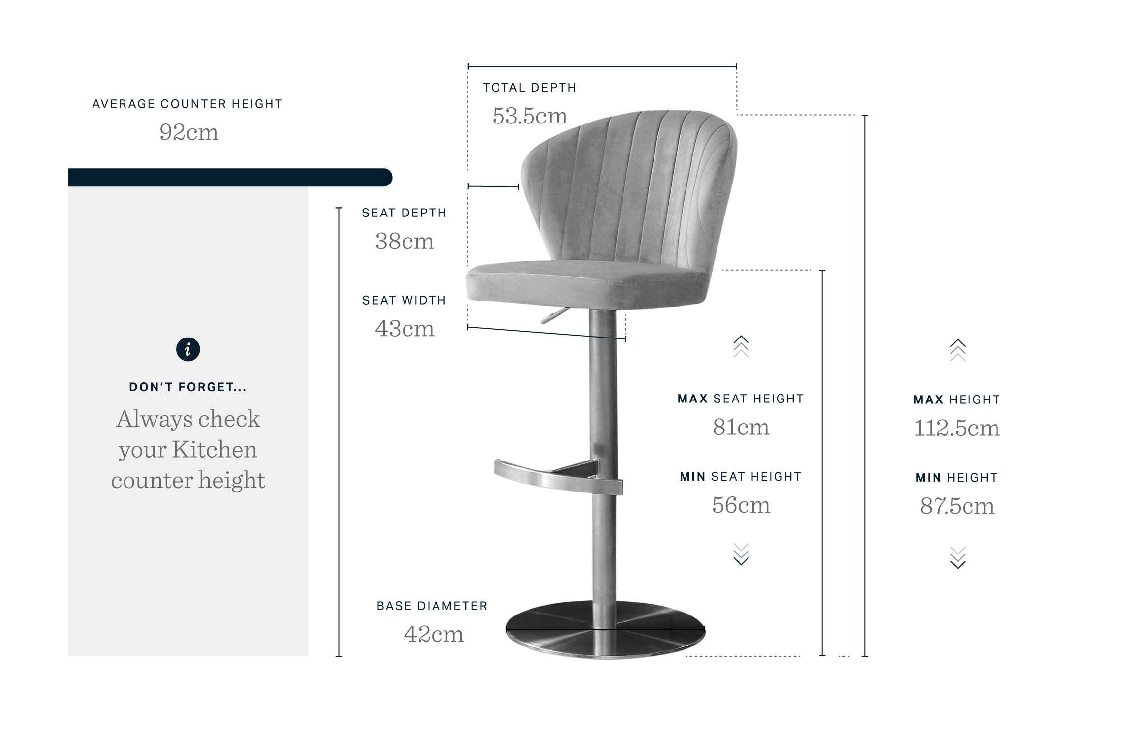 Harper Dark Blue Velvet Gas Lift Bar Stool