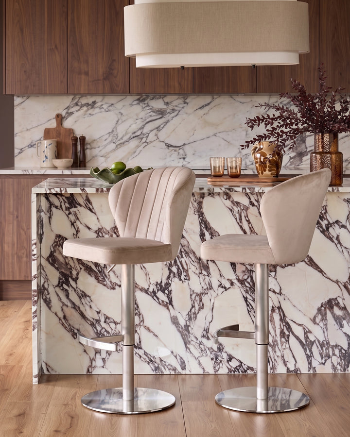 Harper Champagne Velvet Gas Lift Bar Stool