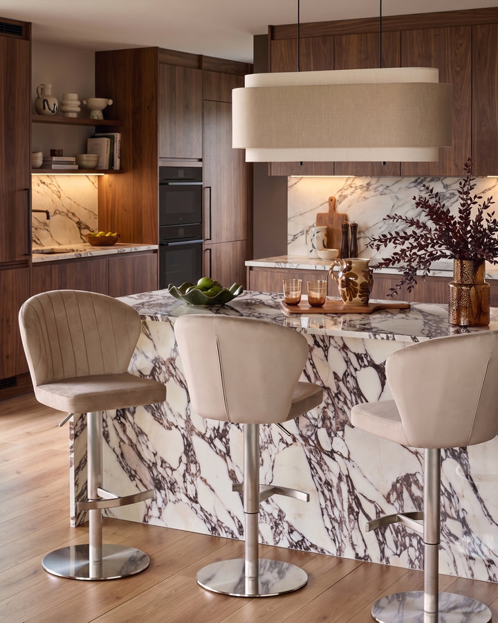 Harper Champagne Velvet Gas Lift Bar Stool