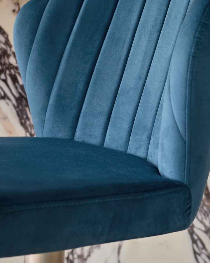Harper Dark Blue Velvet Gas Lift Bar Stool