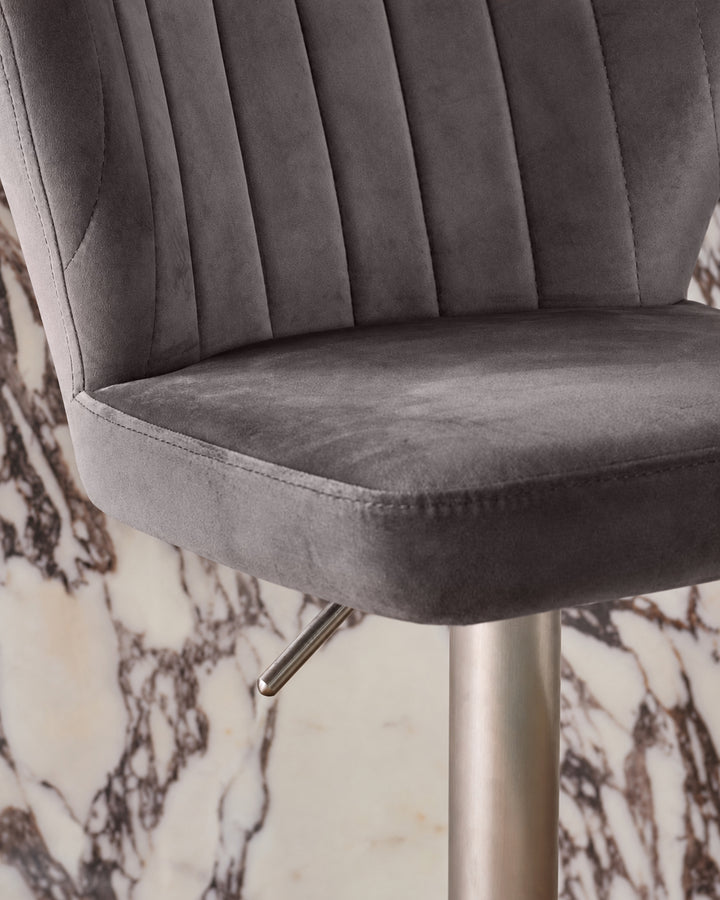 Harper Dark Grey Velvet Gas Lift Bar Stool