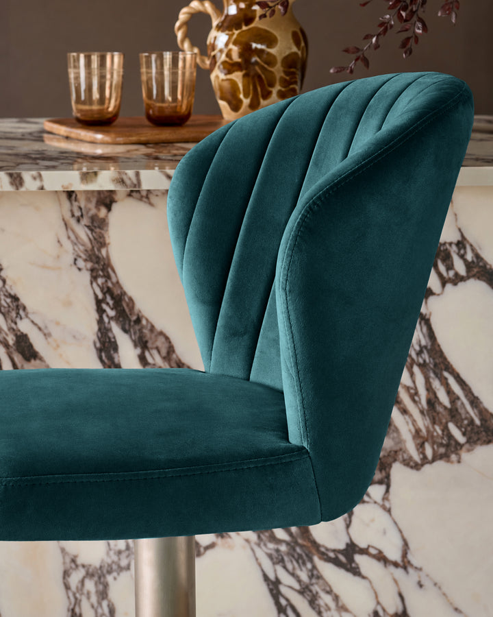 Harper Dark Teal Velvet Gas Lift Bar stool