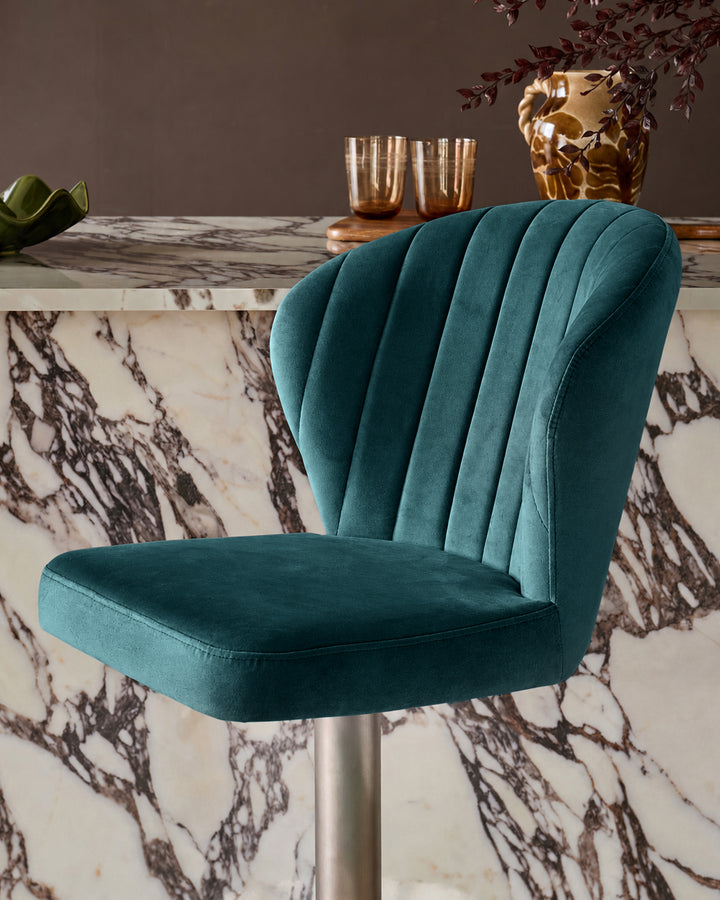 Harper Dark Teal Velvet Gas Lift Bar stool