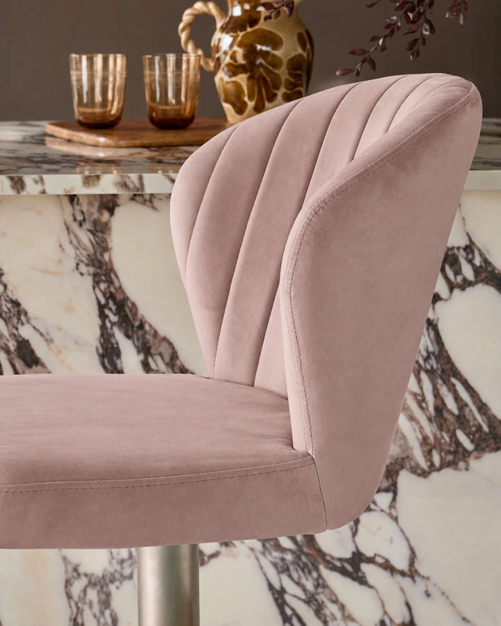 Harper Pink Velvet Gas Lift Bar Stool